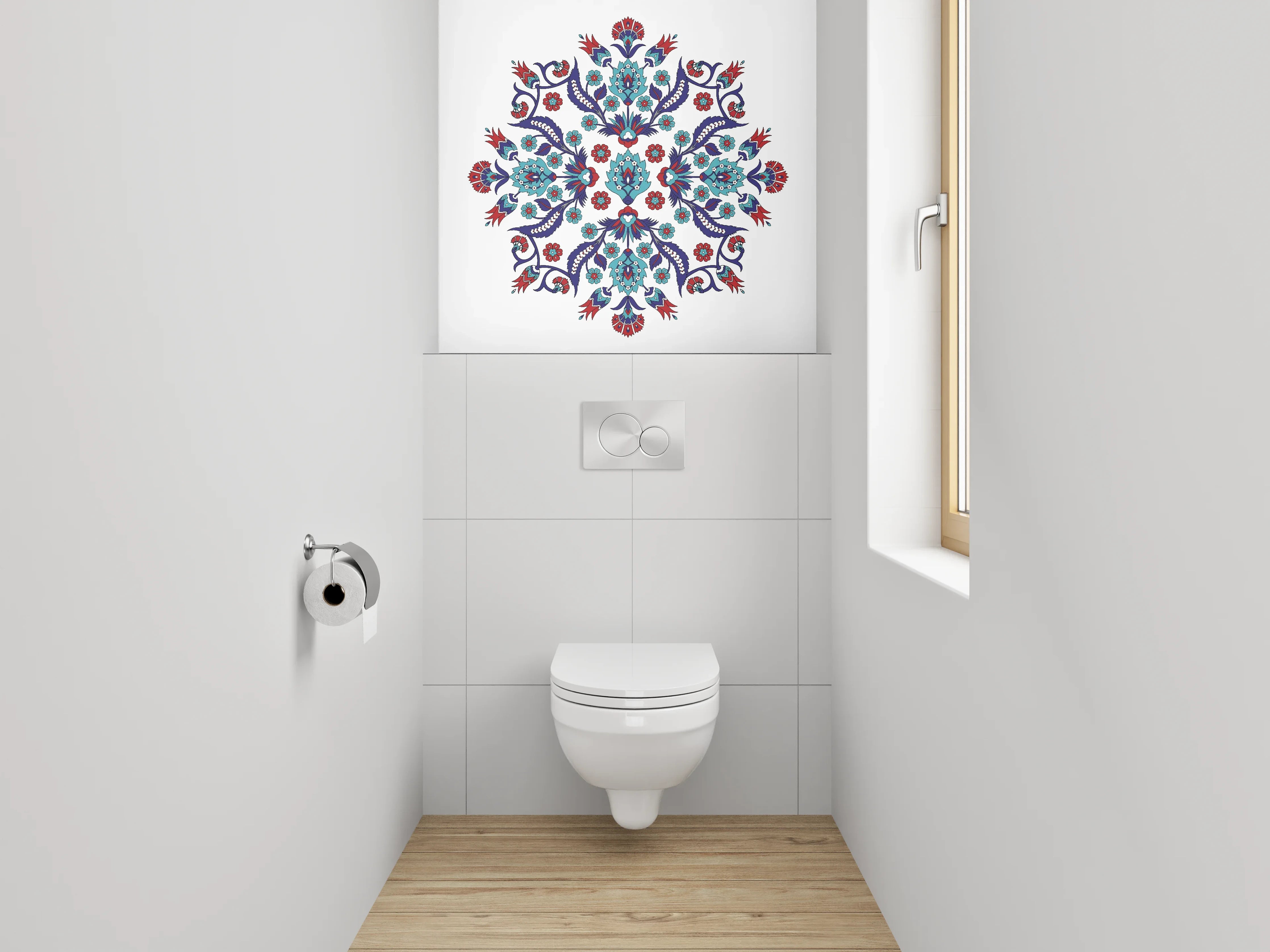 WC-Rückwand - Orientalisches Mandala Muster Rot Blau