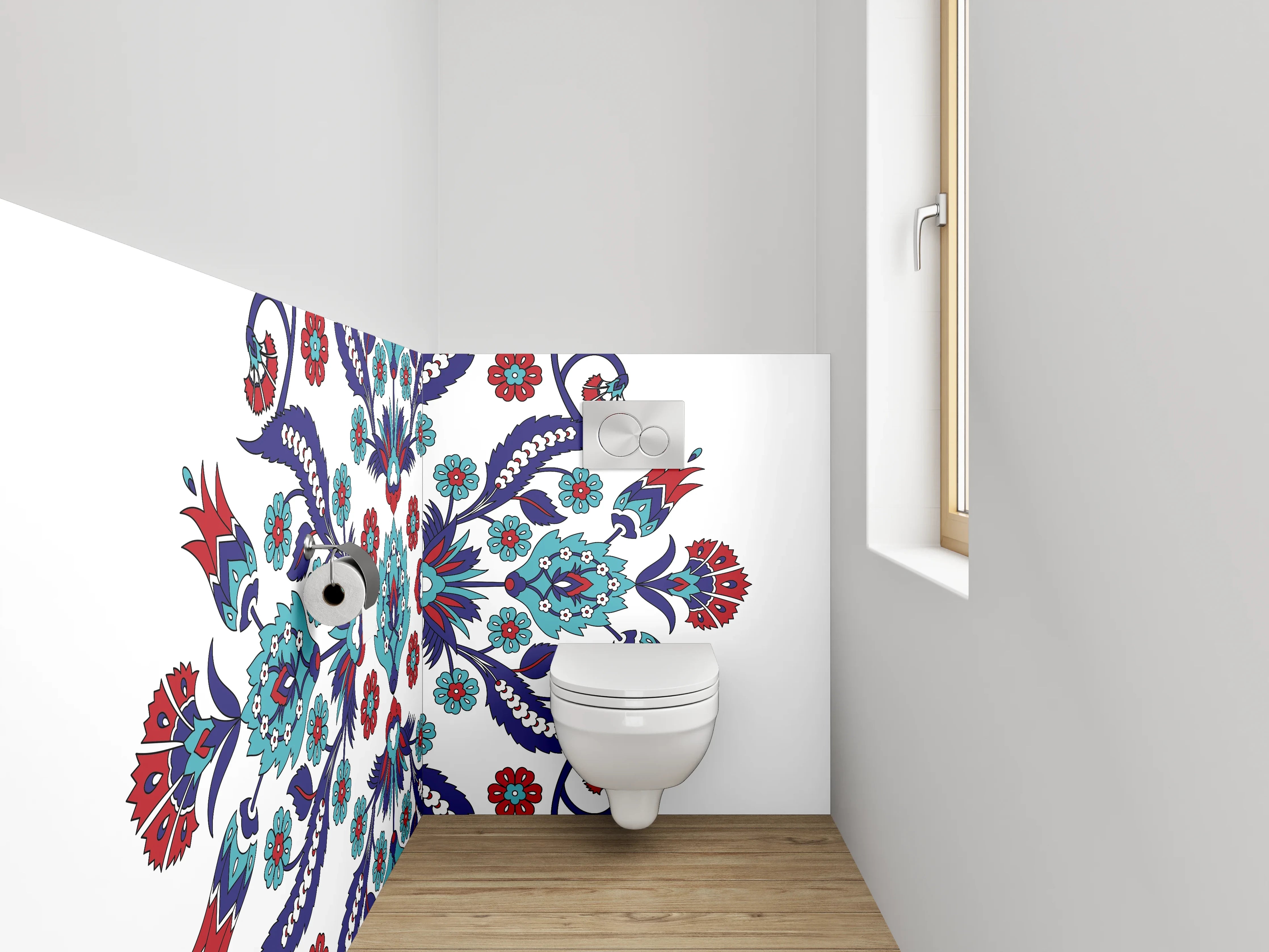 WC-Rückwand - Orientalisches Mandala Muster Rot Blau
