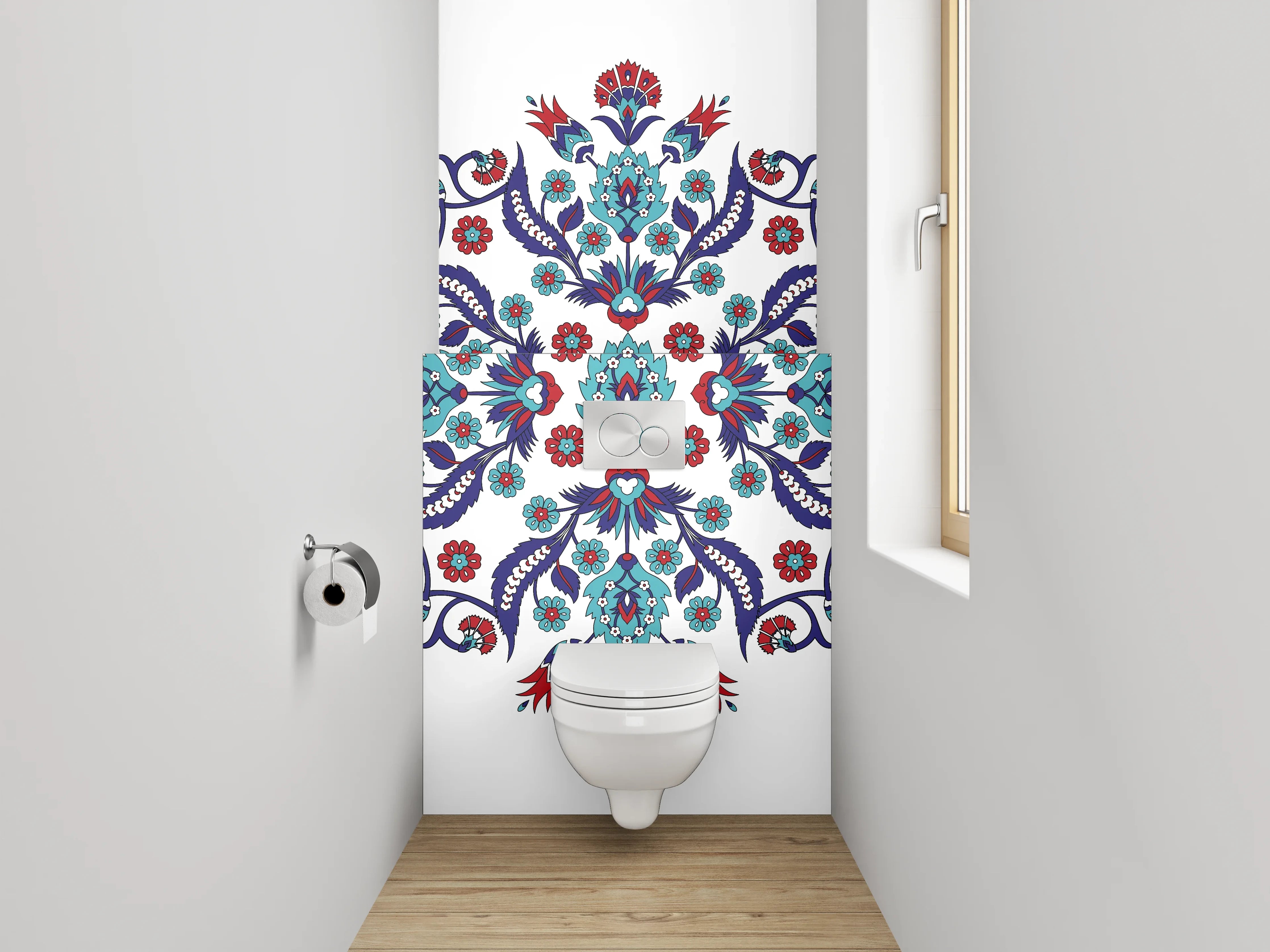 WC-Rückwand - Orientalisches Mandala Muster Rot Blau