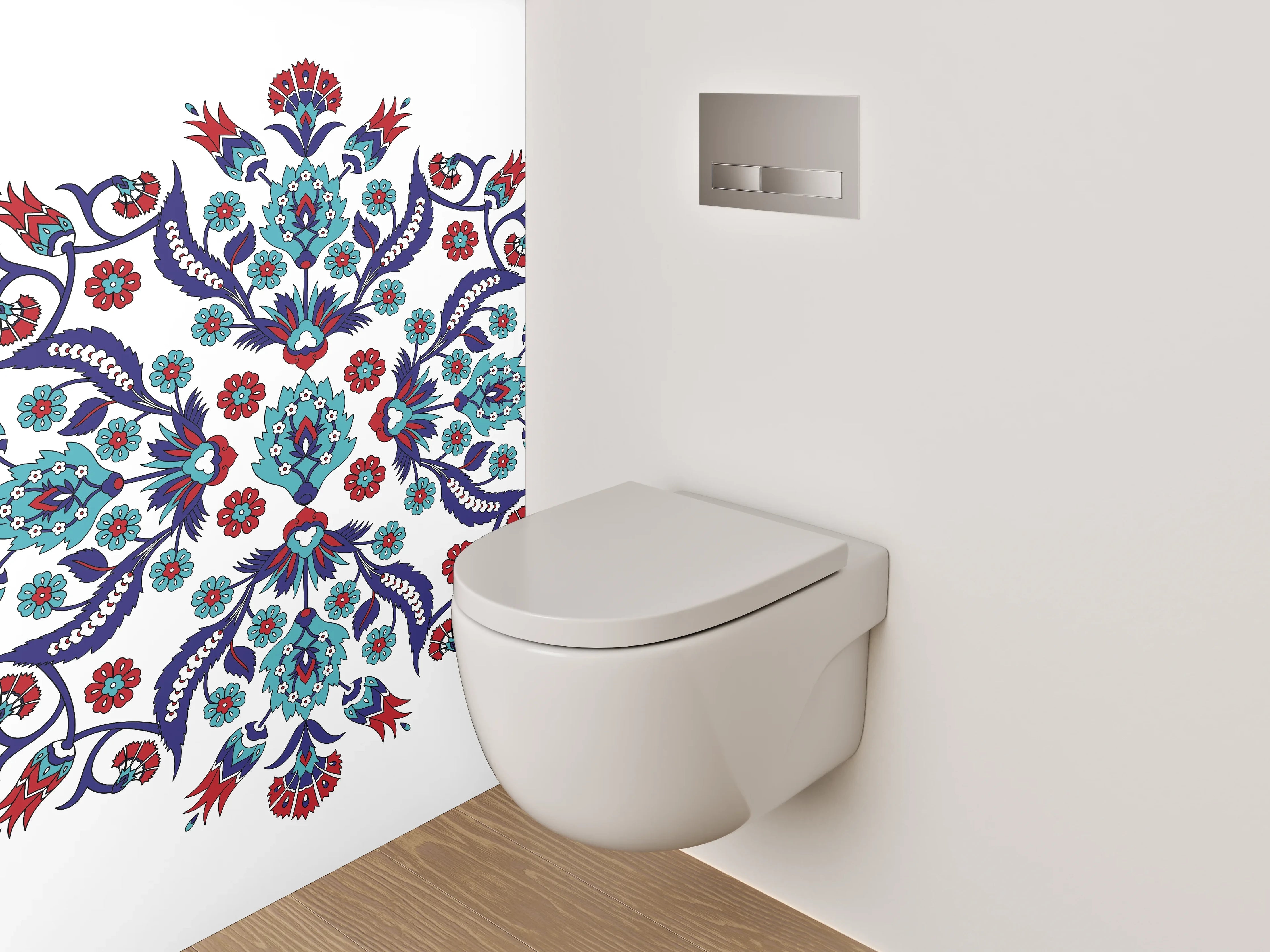 WC-Rückwand - Orientalisches Mandala Muster Rot Blau