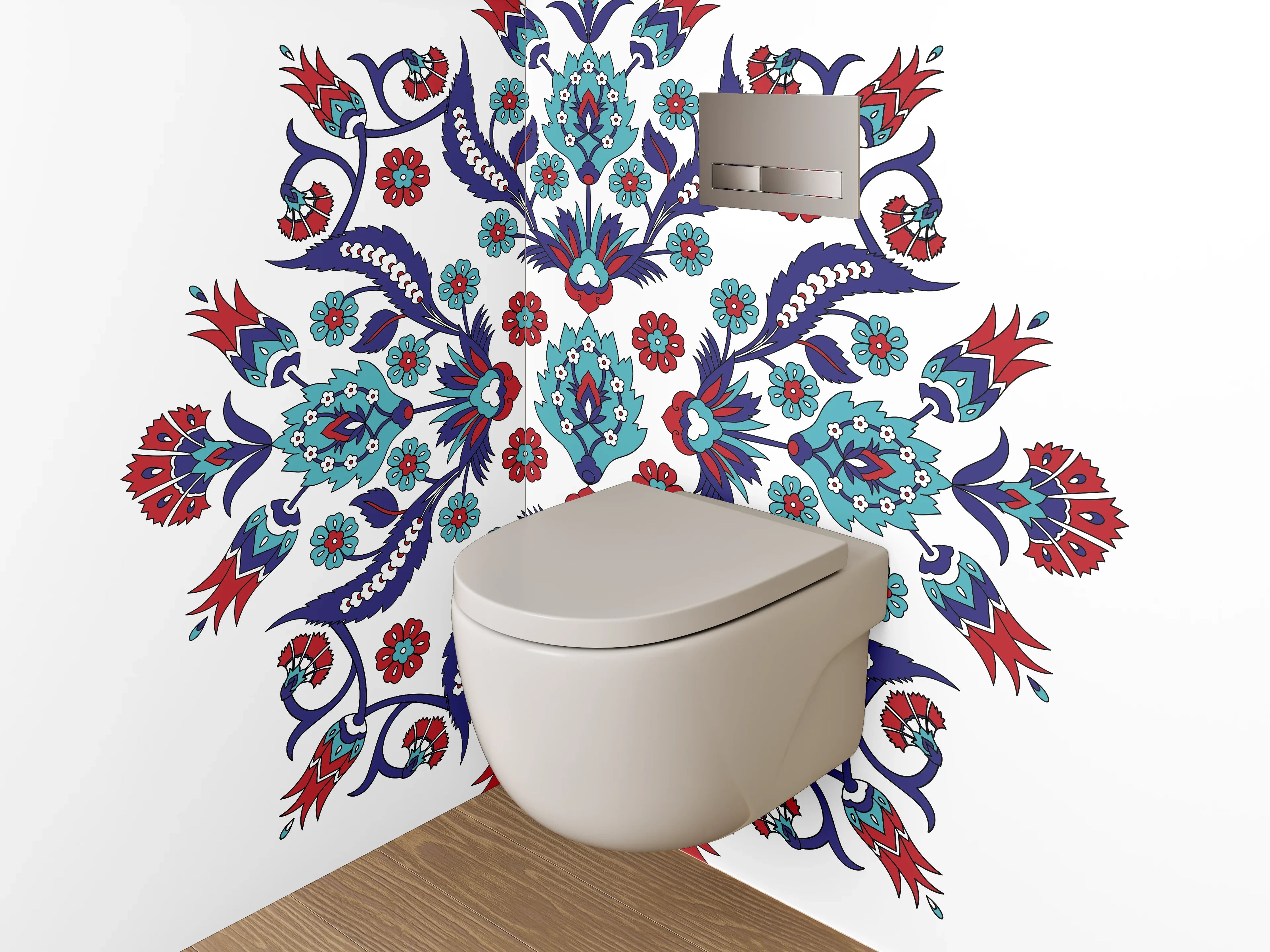 WC-Rückwand - Orientalisches Mandala Muster Rot Blau