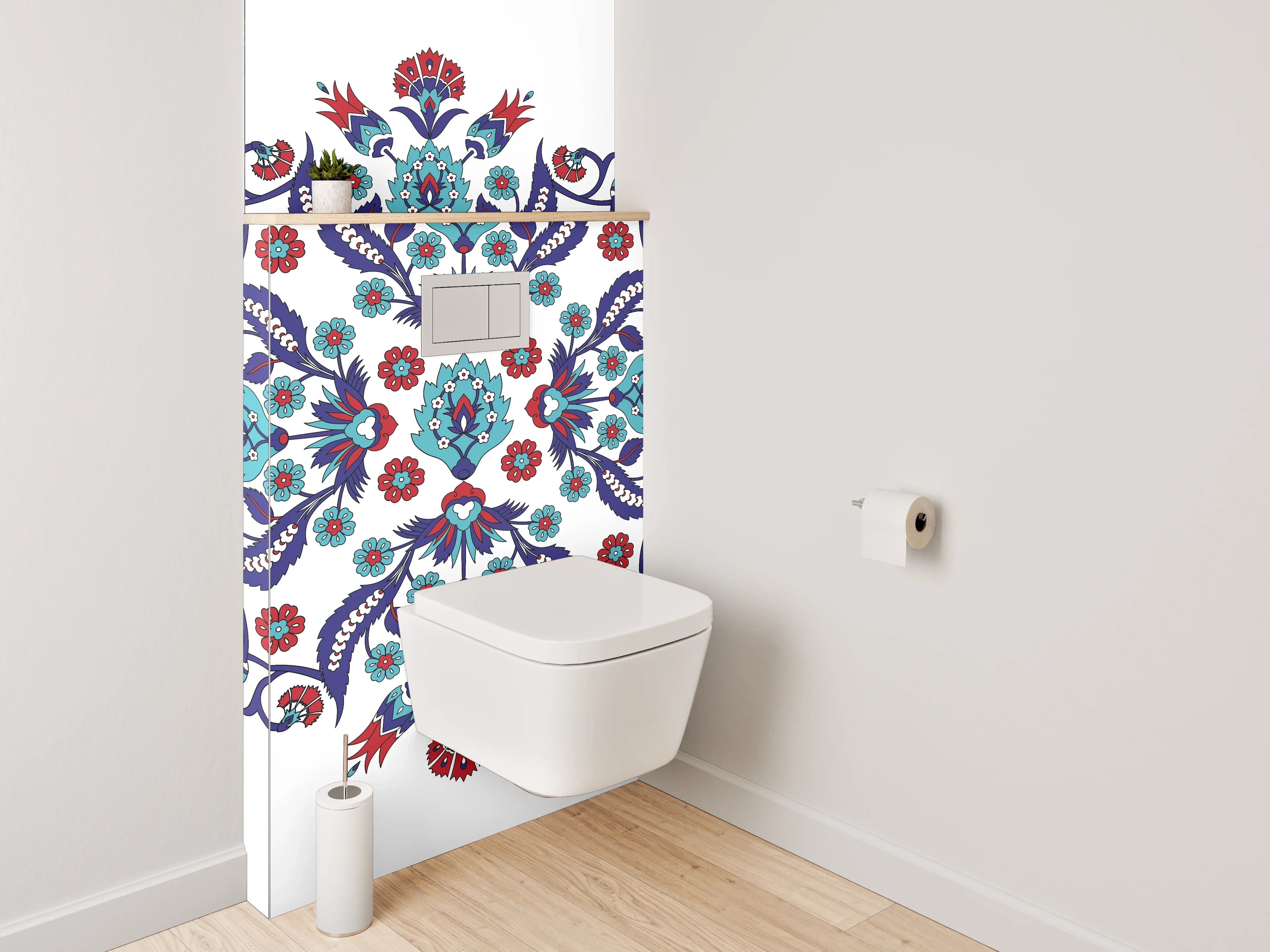 WC-Rückwand - Orientalisches Mandala Muster Rot Blau