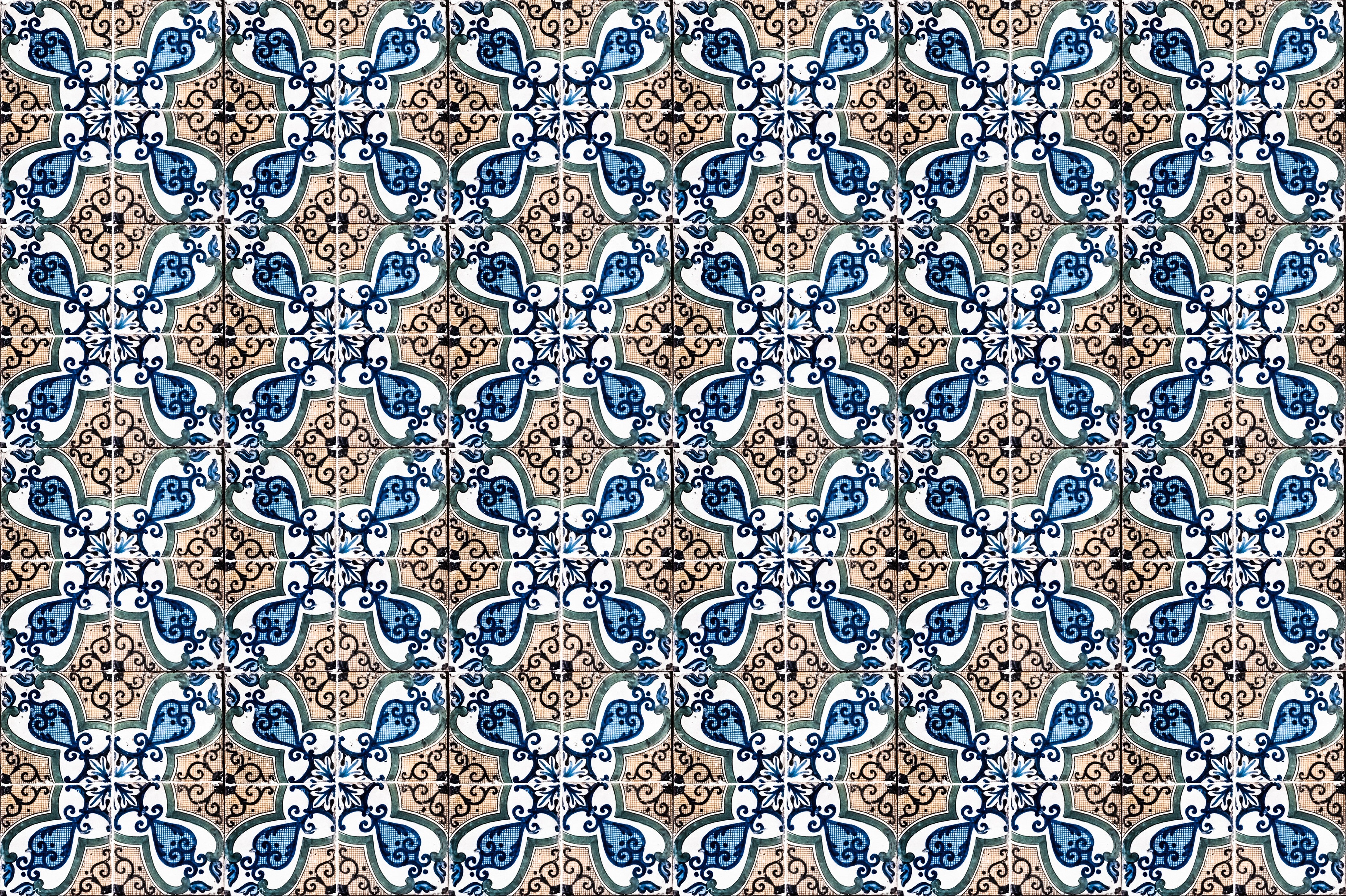 WC-Rückwand-Orientalisches Mosaik Fliesenmuster Blau Beige