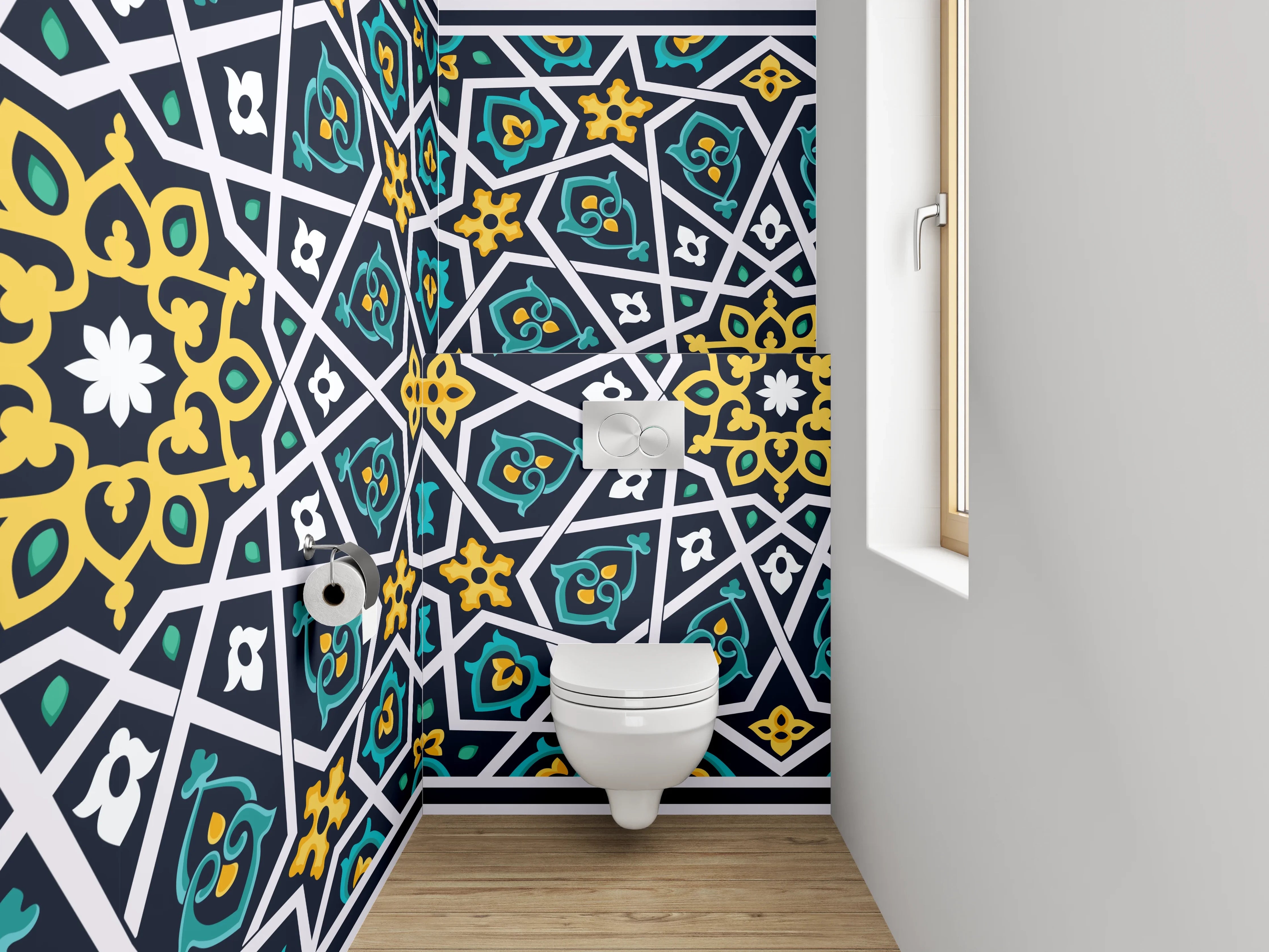 WC-Rückwand - Orientalisches Mosaik Fliesenmuster Bordüre