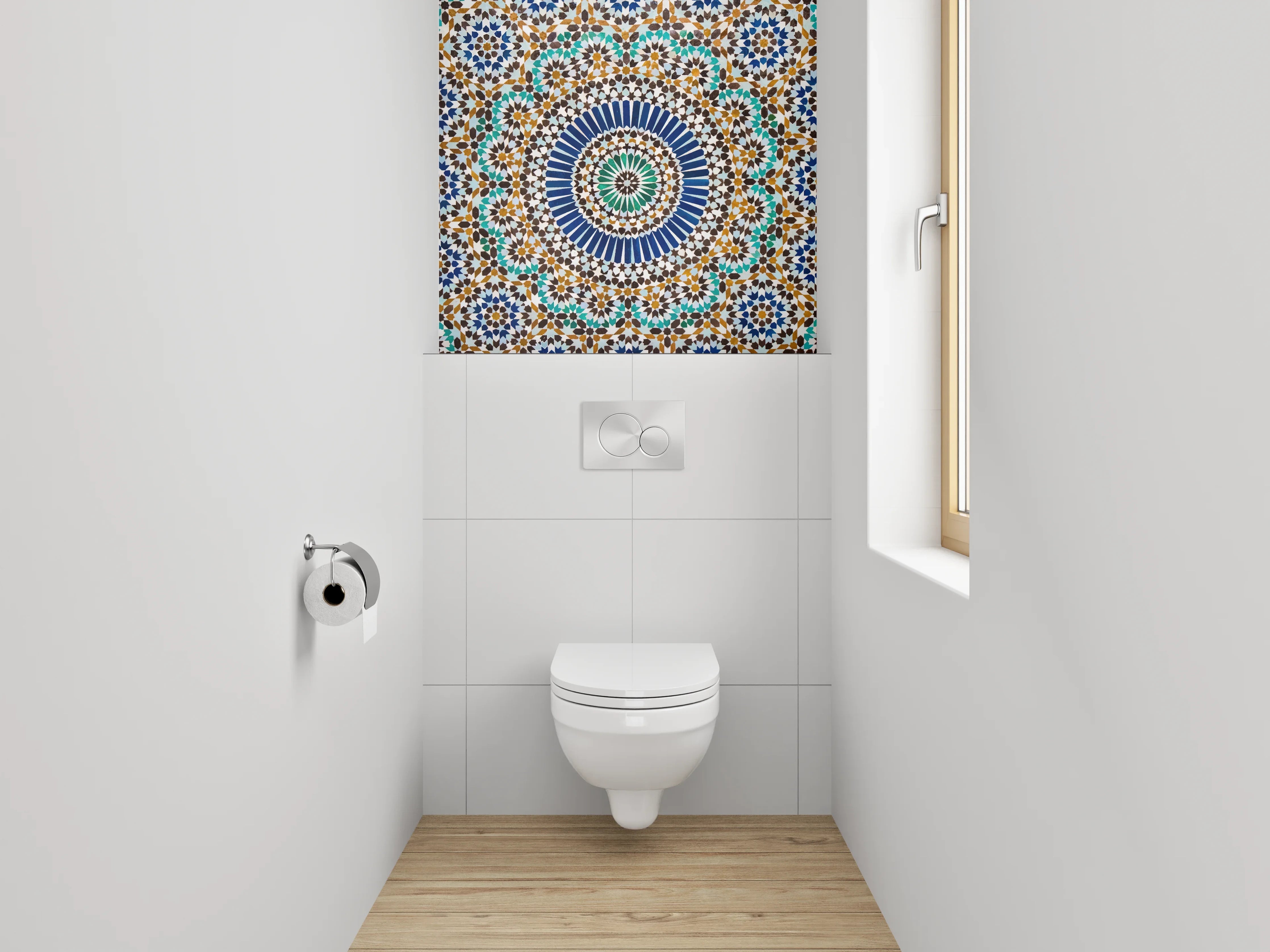 WC-Rückwand - Orientalisches Mosaik-Fliesenmuster Kreise