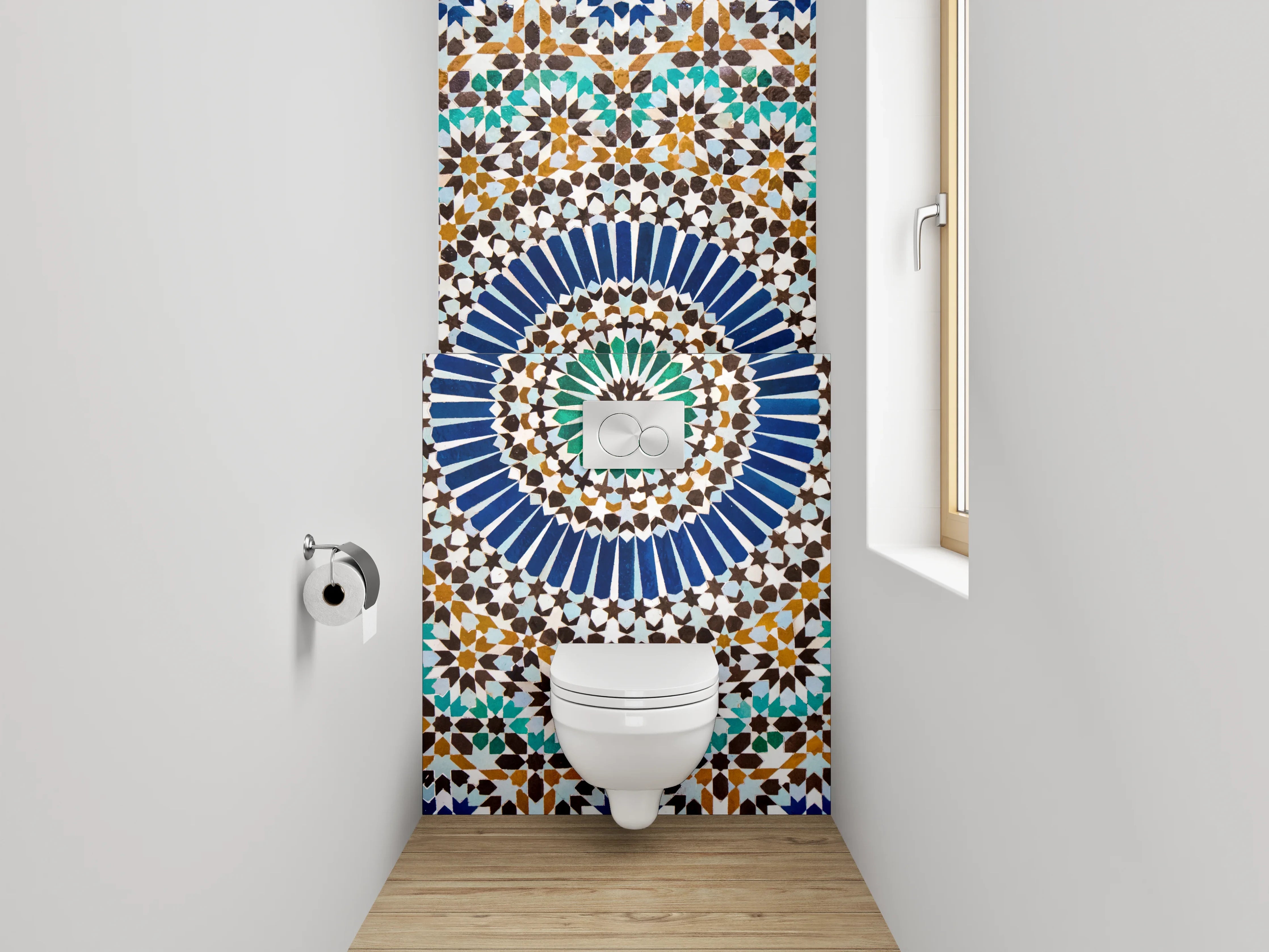 WC-Rückwand - Orientalisches Mosaik-Fliesenmuster Kreise