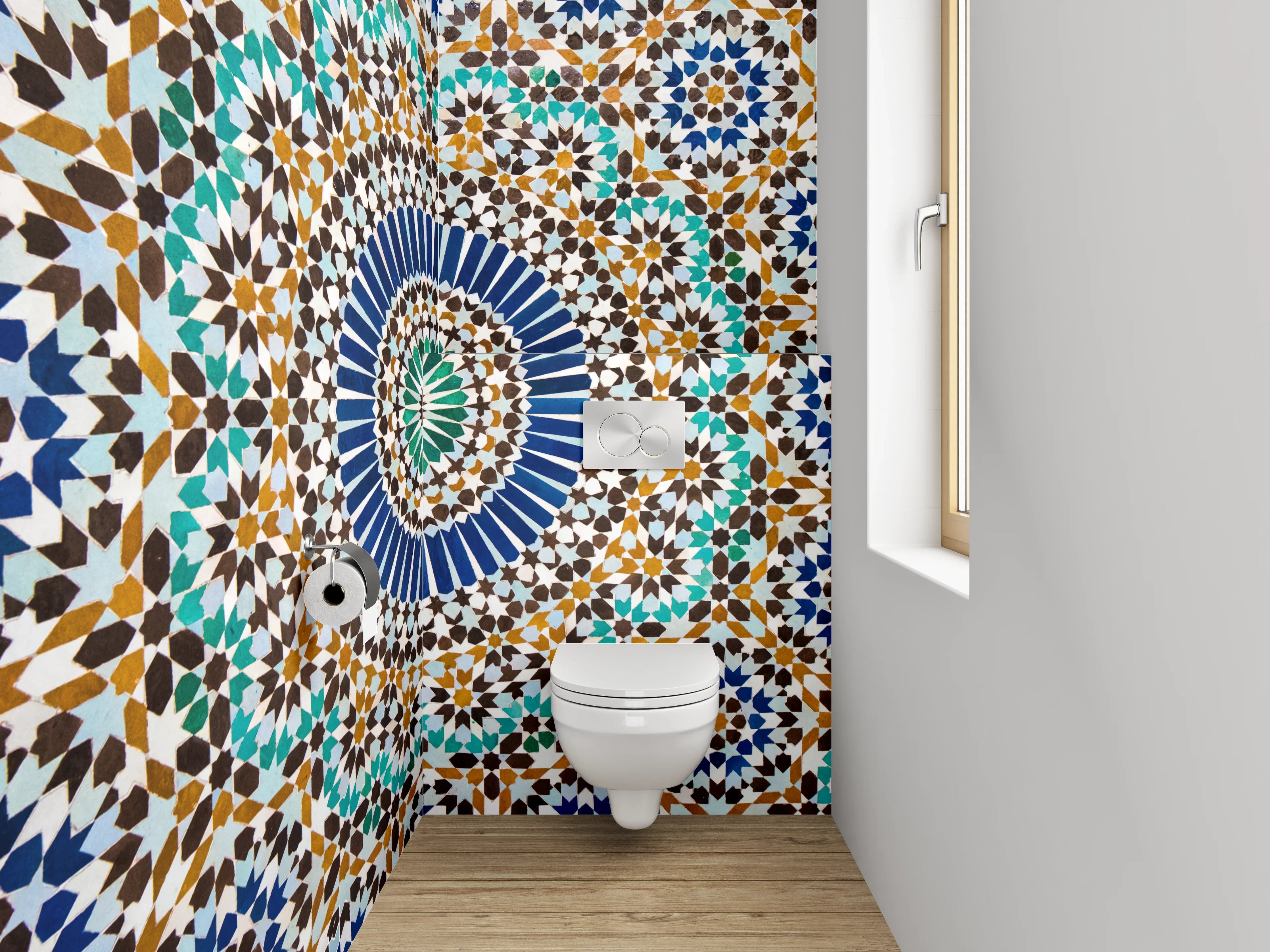 WC-Rückwand - Orientalisches Mosaik-Fliesenmuster Kreise