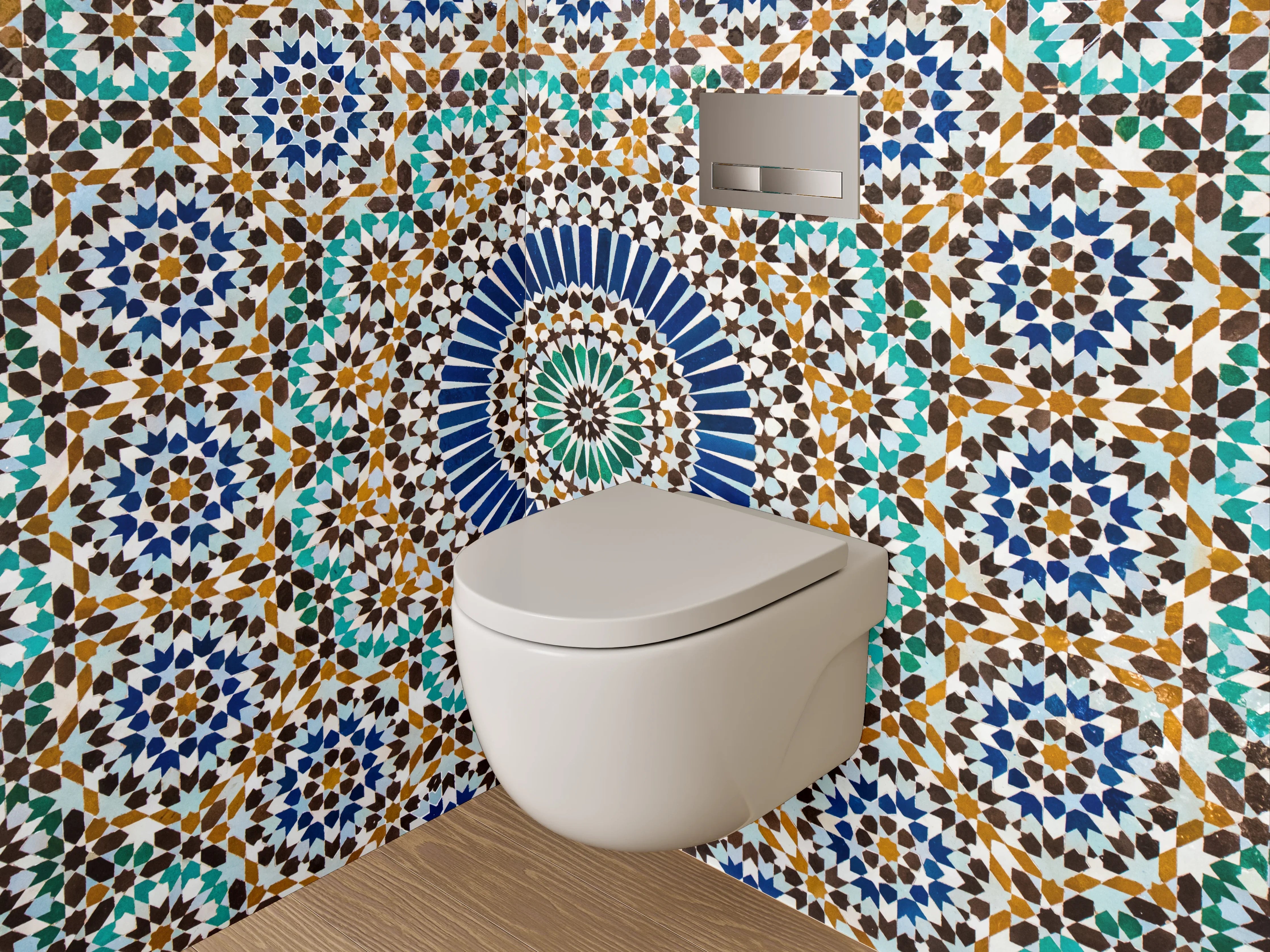 WC-Rückwand - Orientalisches Mosaik-Fliesenmuster Kreise