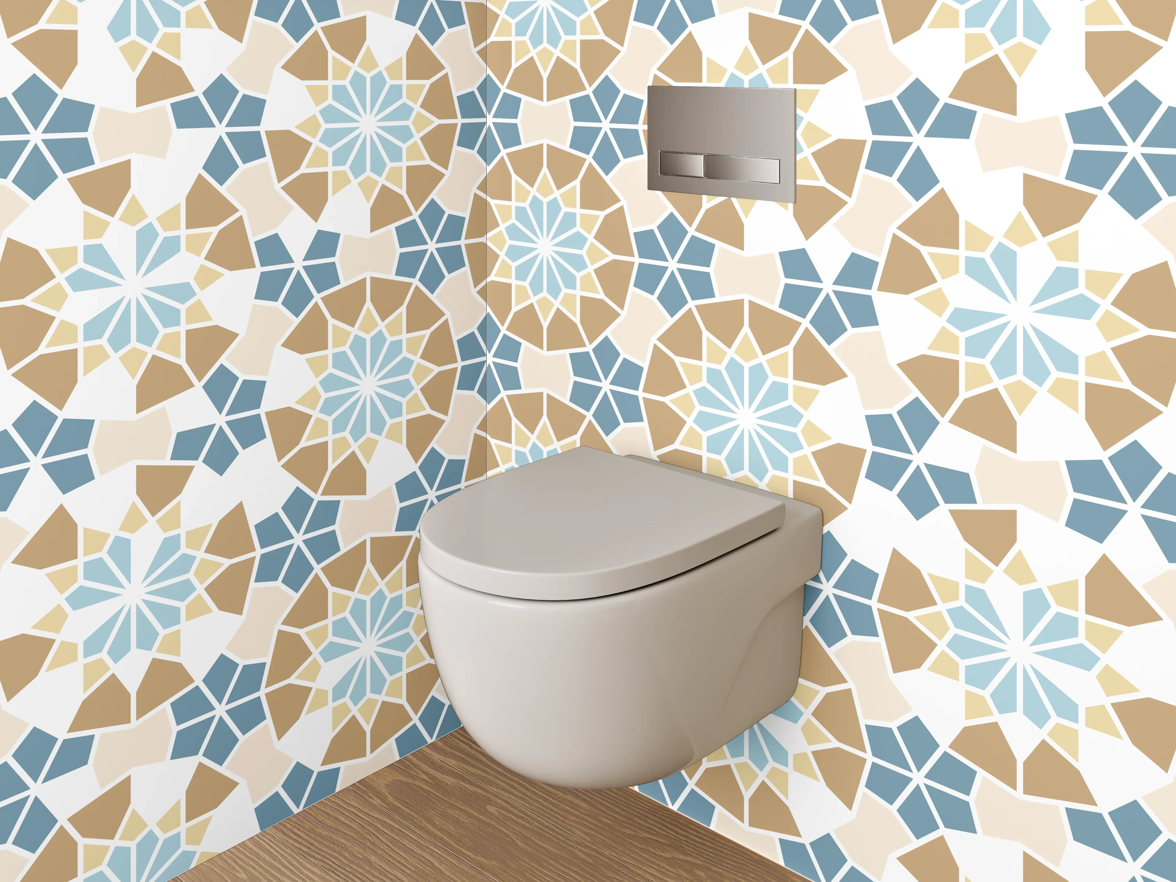 WC-Rückwand - Orientalisches Mosaik Muster Blau Beige