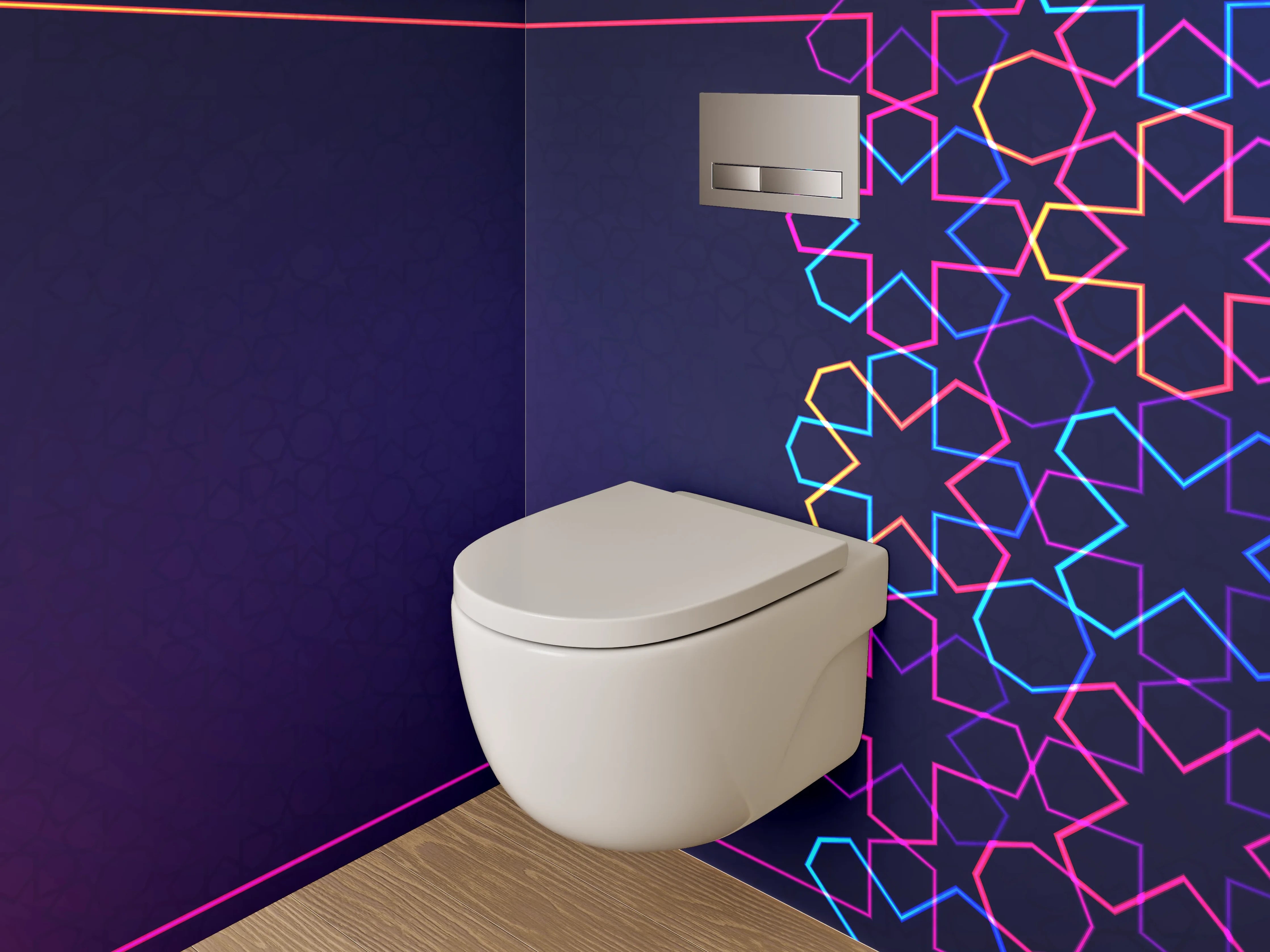 WC-Rückwand - Orientalisches Mosaik Muster Dunkelblau