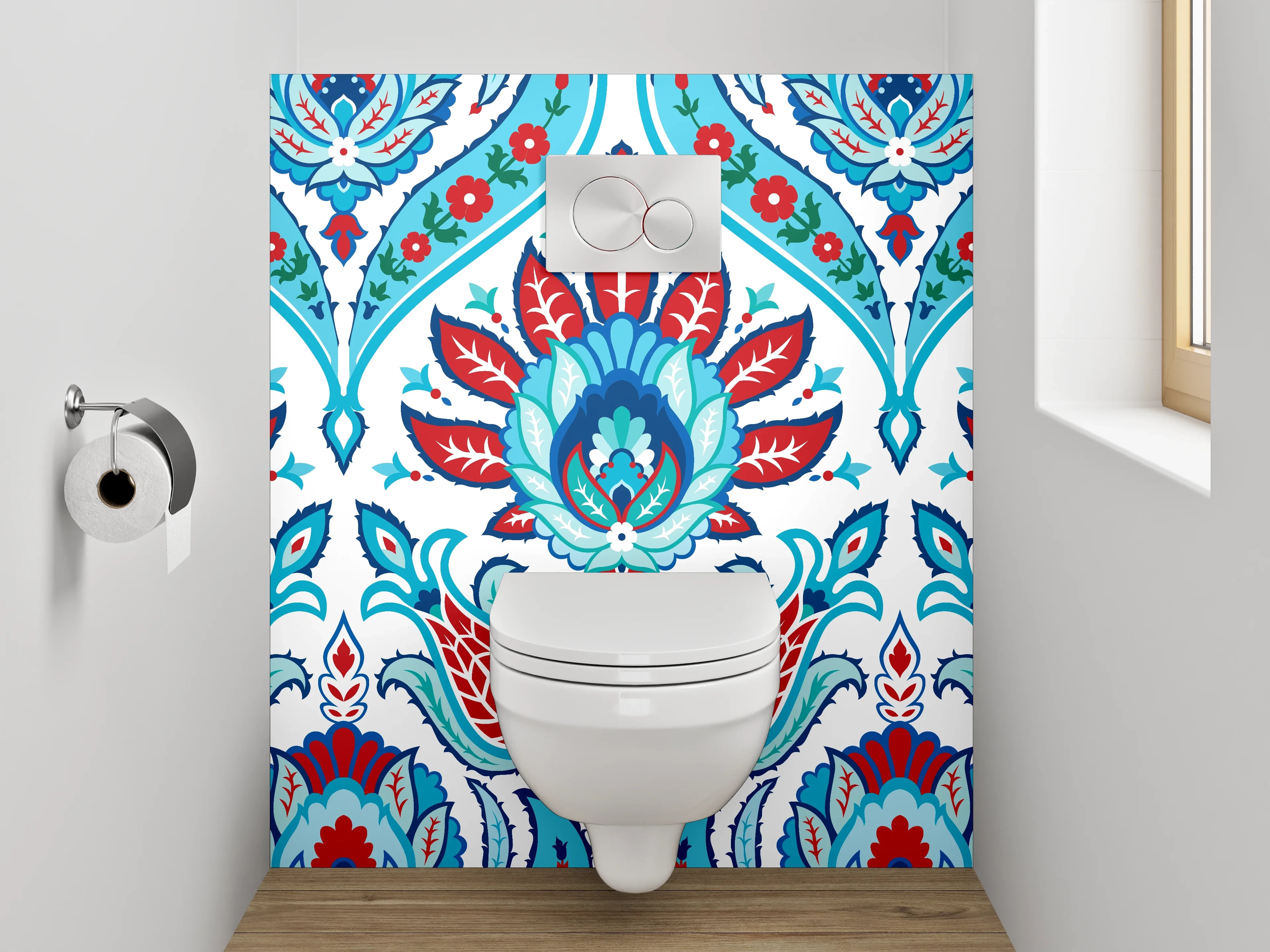WC-Rückwand - Orientalisches Mosaik Muster Rot Blau