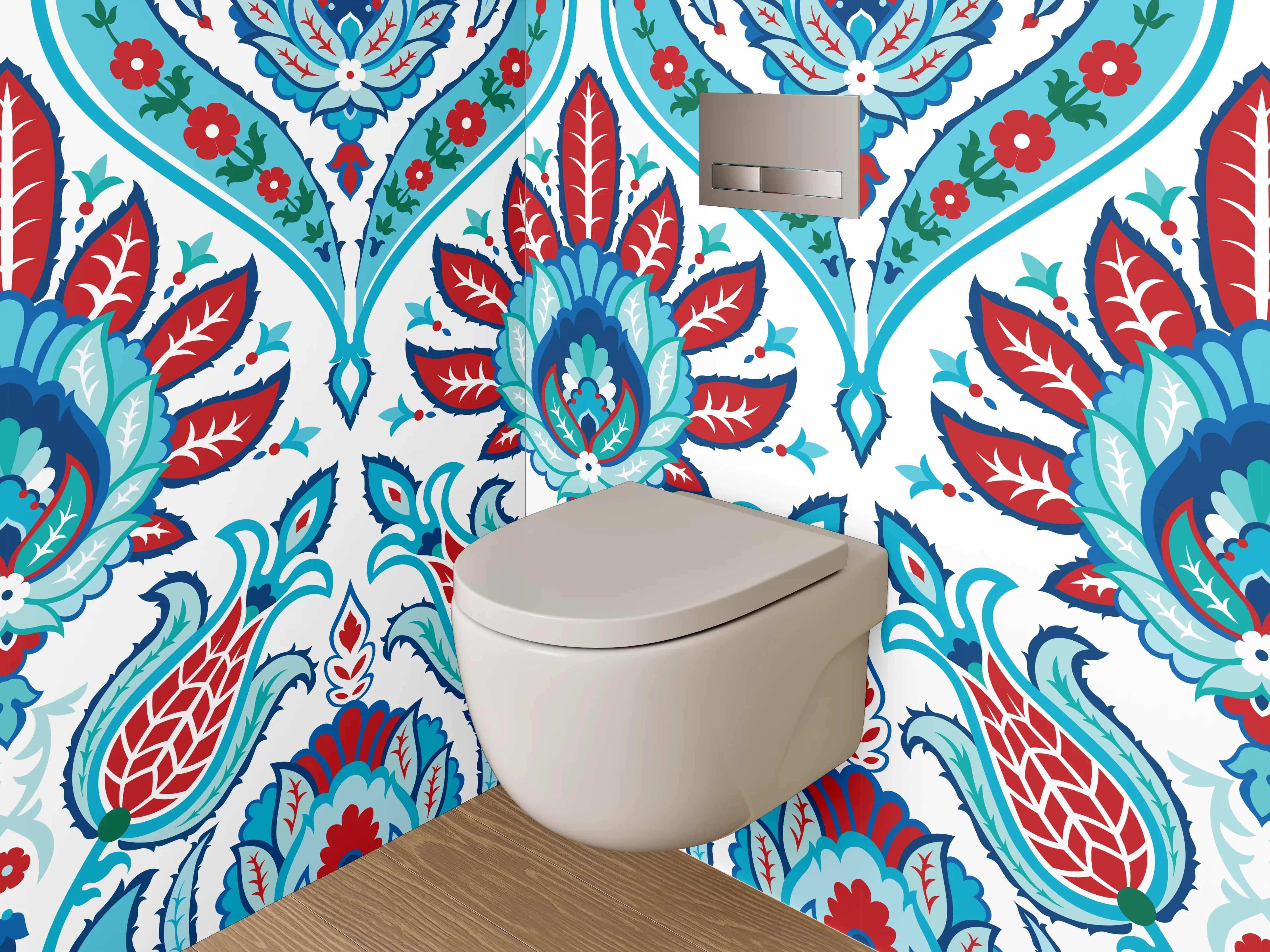 WC-Rückwand - Orientalisches Mosaik Muster Rot Blau