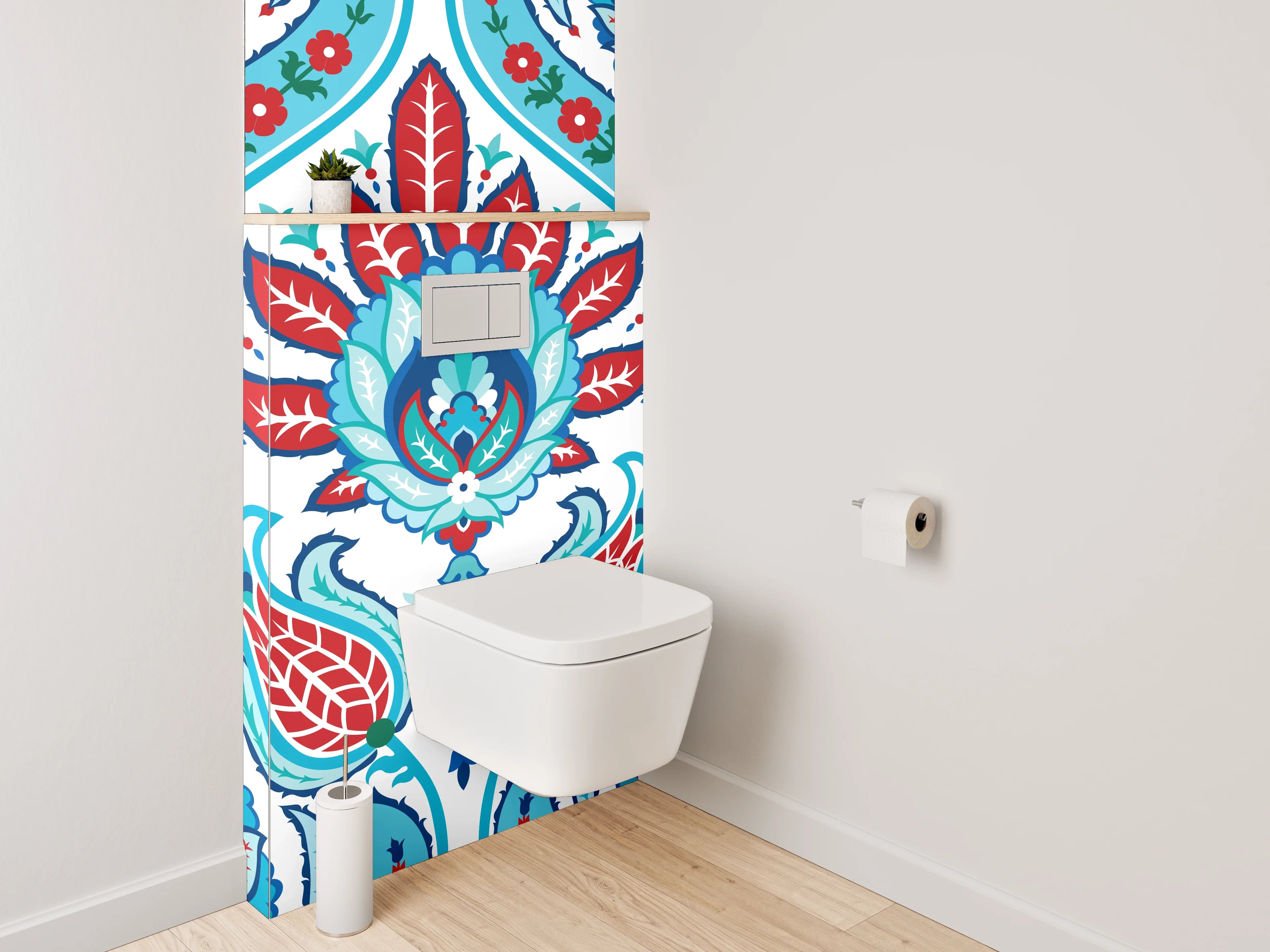 WC-Rückwand - Orientalisches Mosaik Muster Rot Blau