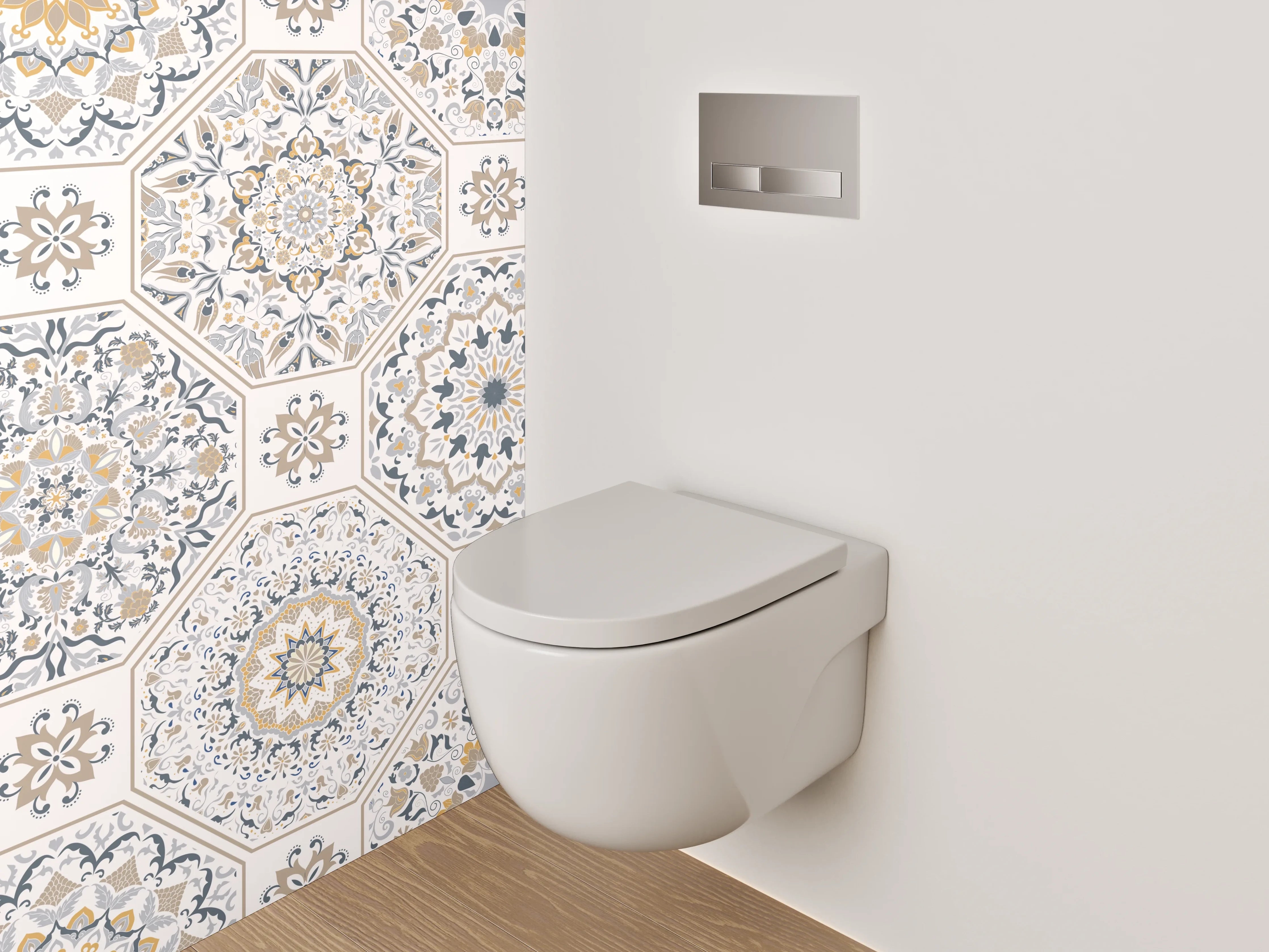 WC-Rückwand - Orientalisches Mosaik Muster Weiß Grau