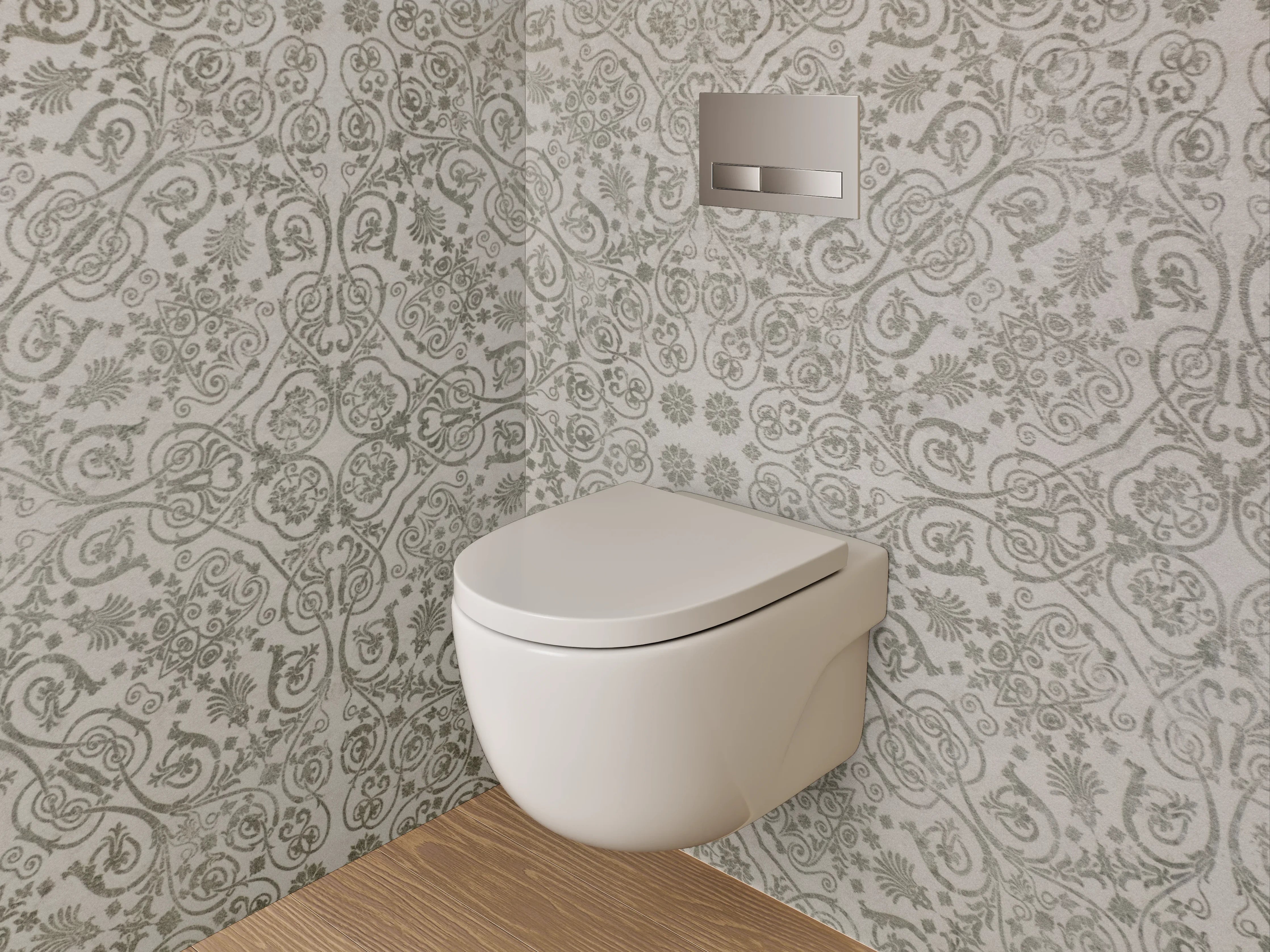 WC-Rückwand - Orientalisches Mosaik Muster in Weiß-Grau