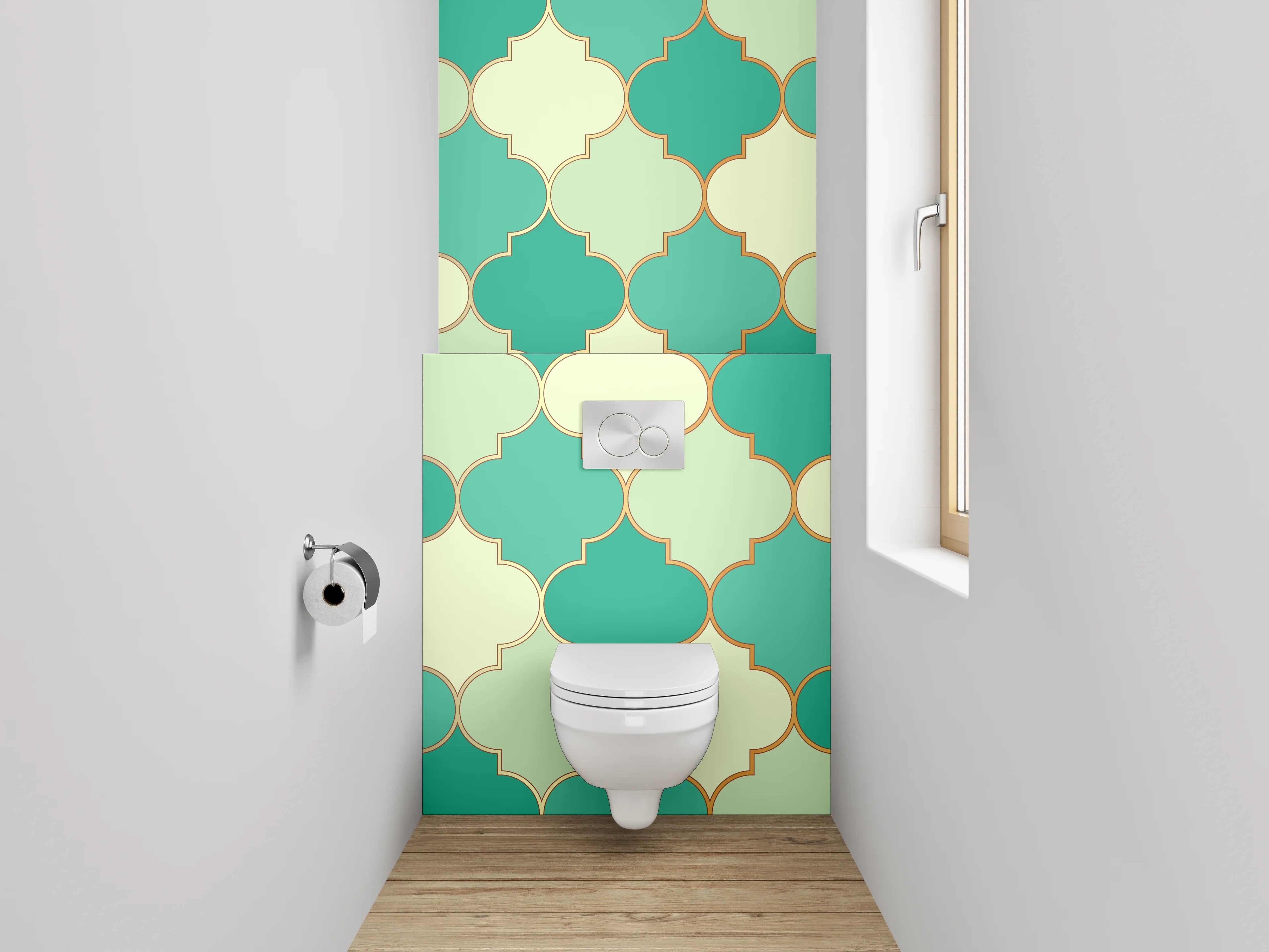 WC-Rückwand - Orientalisches Mosaik grün petrol gold