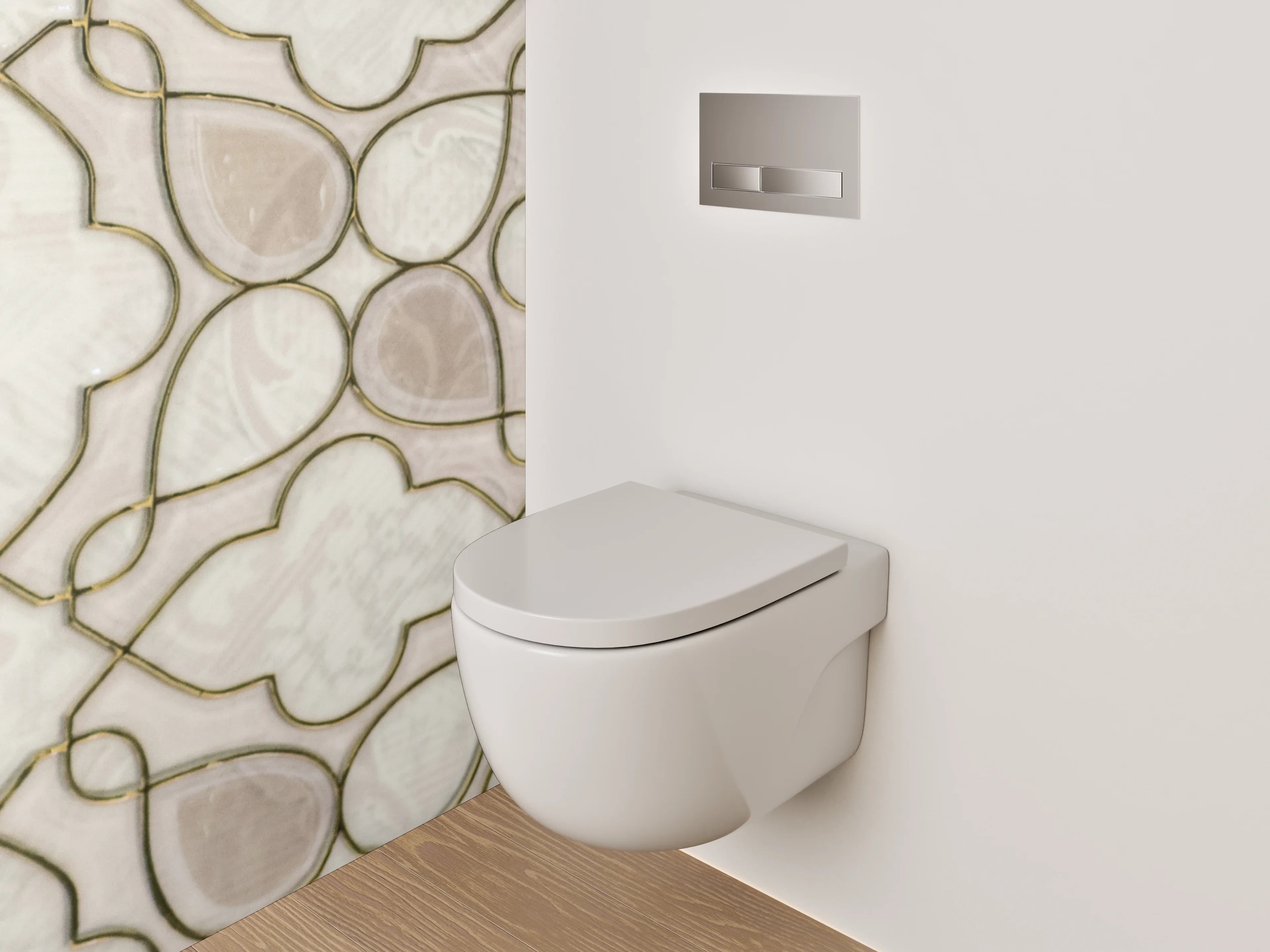 WC-Rückwand - Orientalisches Mosaik in Weiß und Beige