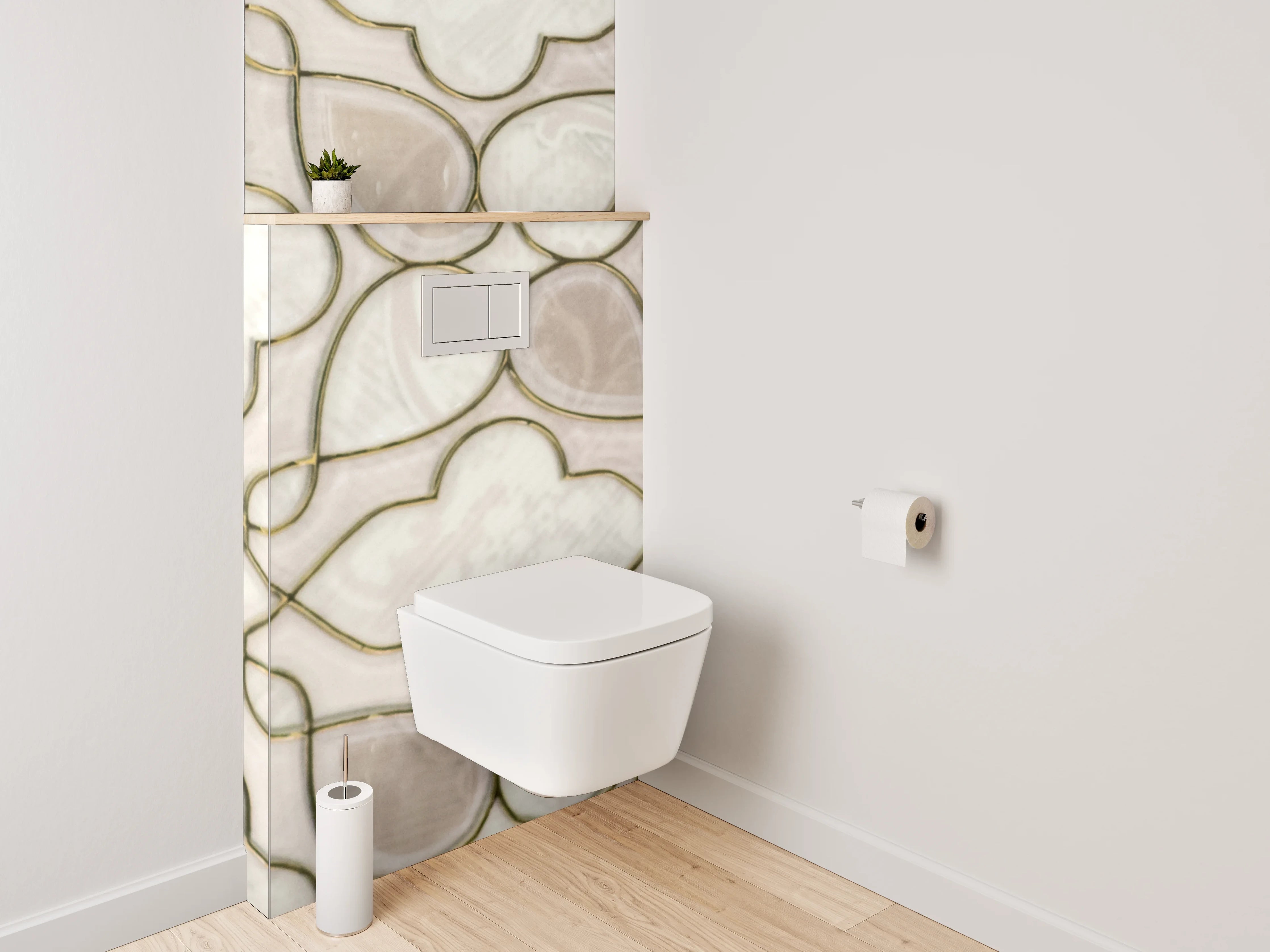 WC-Rückwand - Orientalisches Mosaik in Weiß und Beige