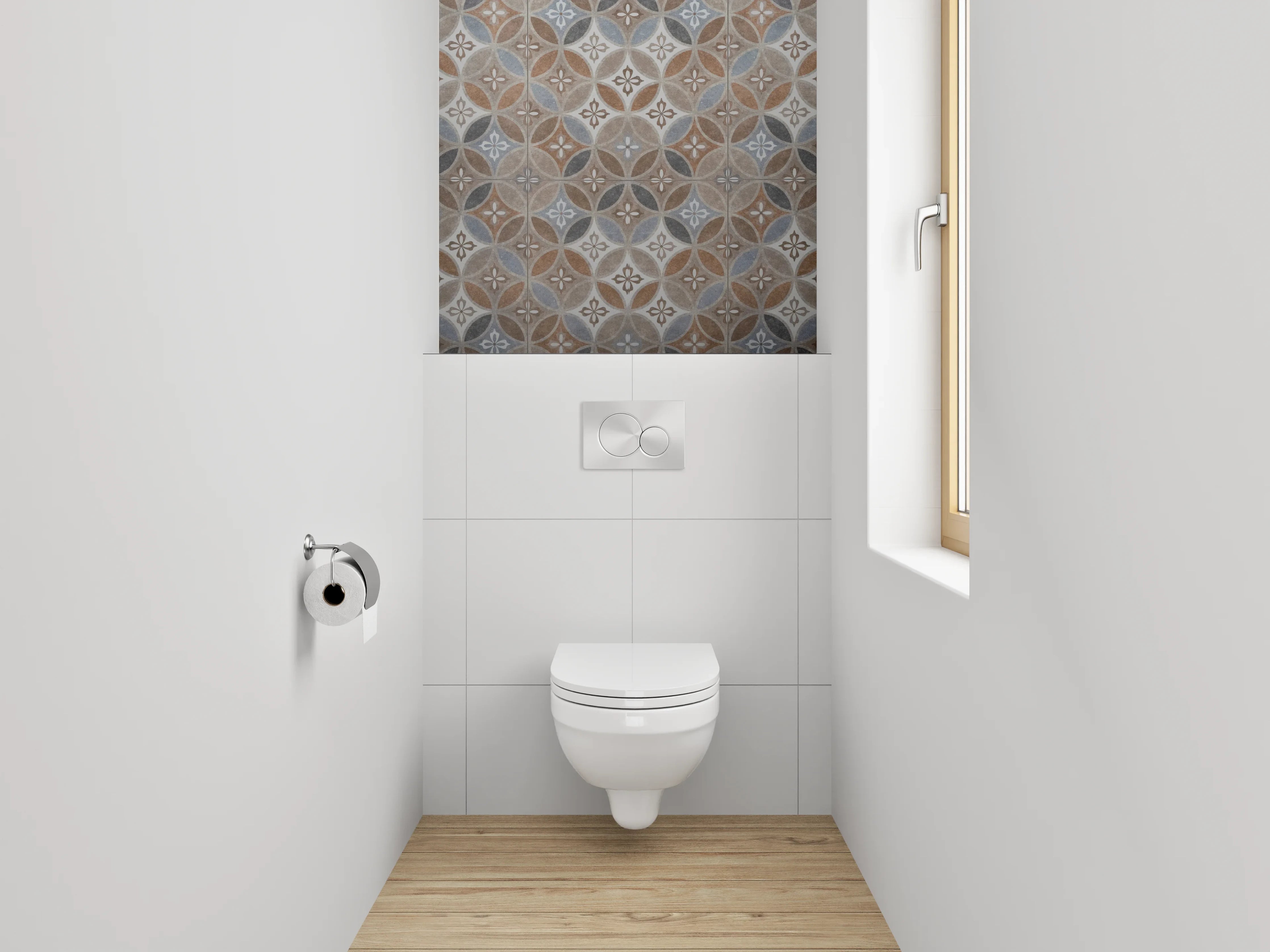 WC-Rückwand - Orientalisches Mosaikmuster braun-blau