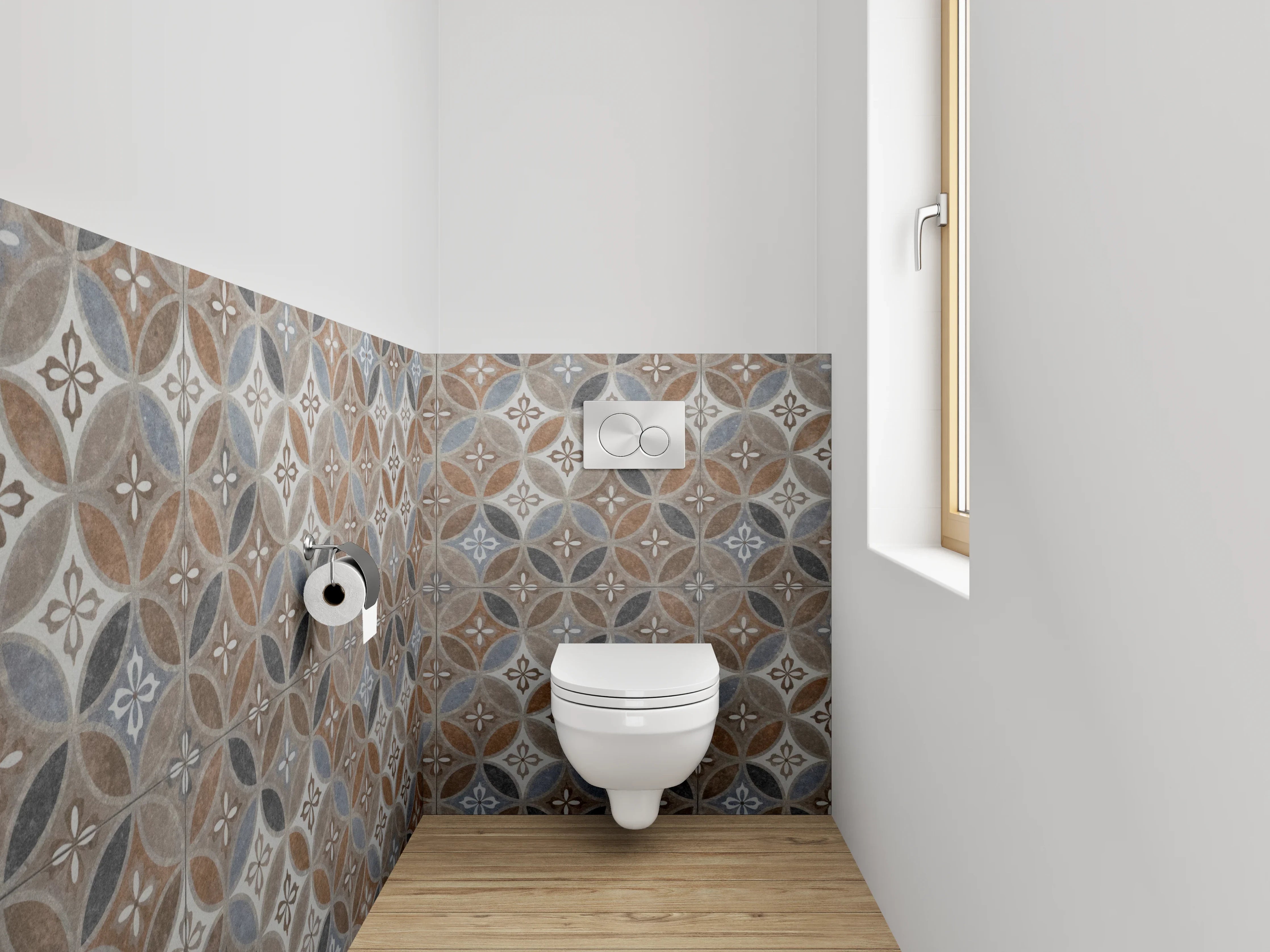 WC-Rückwand - Orientalisches Mosaikmuster braun-blau
