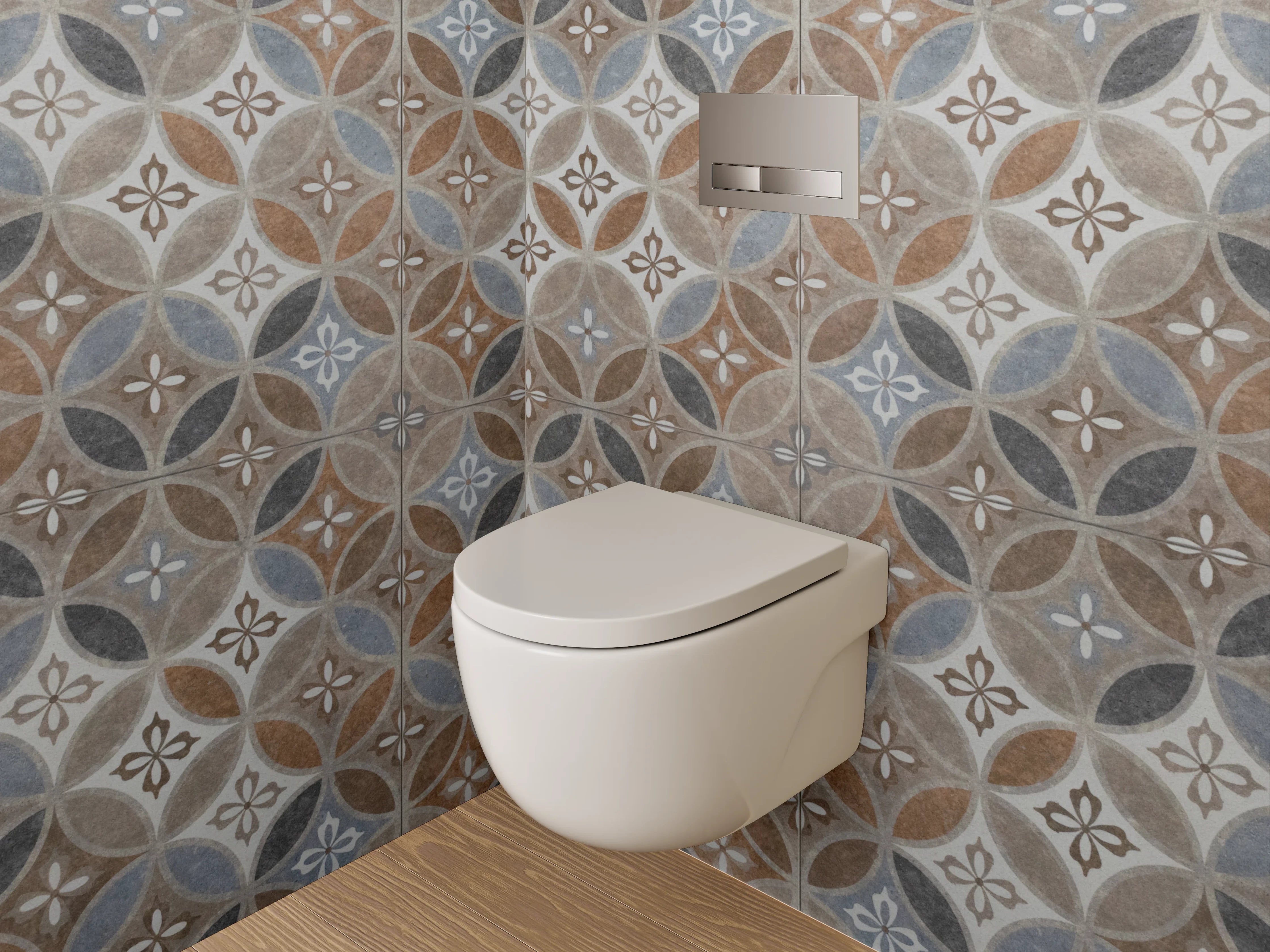 WC-Rückwand - Orientalisches Mosaikmuster braun-blau