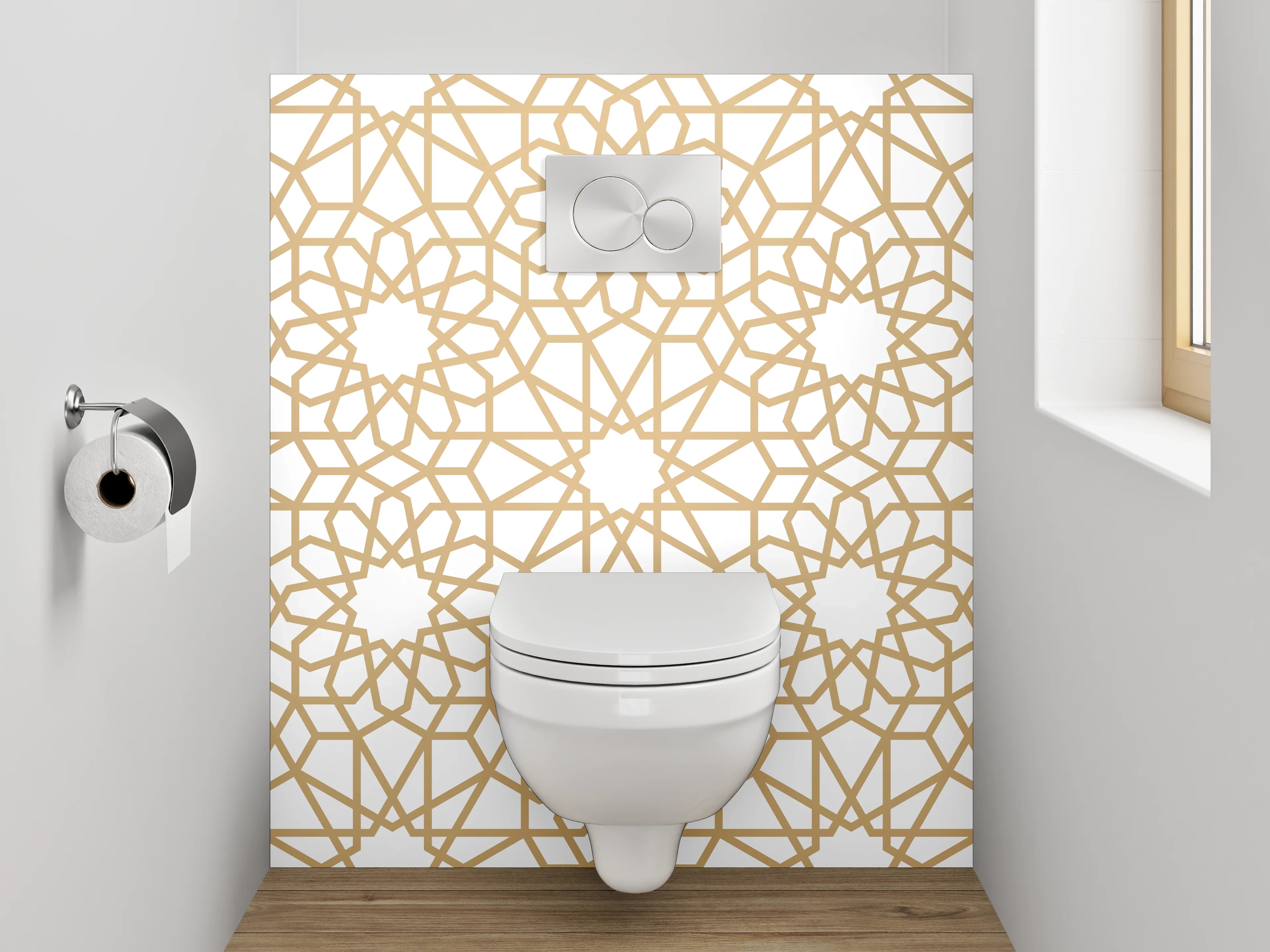 WC-Rückwand - Orientalisches Muster Gold Linien