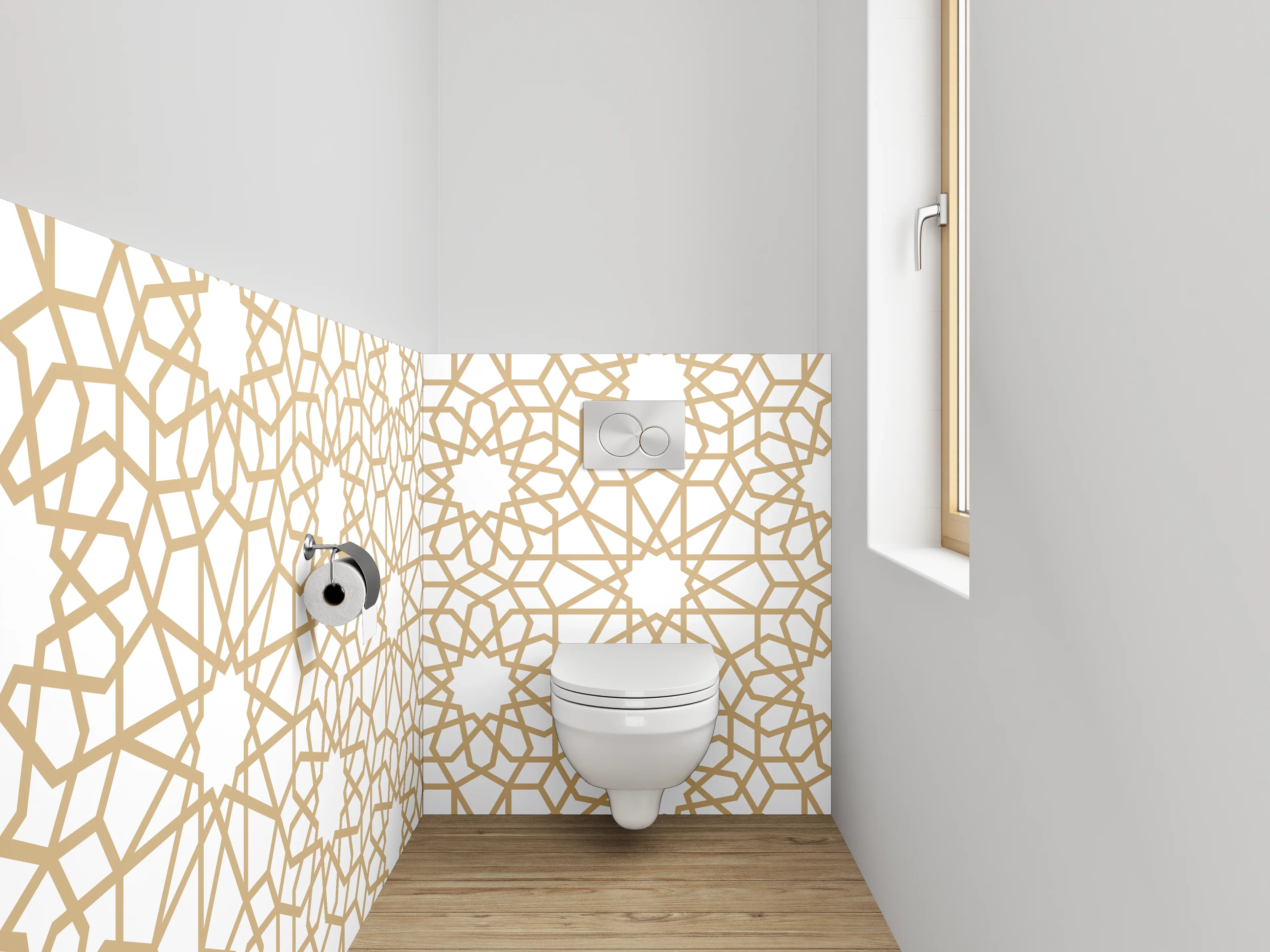 WC-Rückwand - Orientalisches Muster Gold Linien