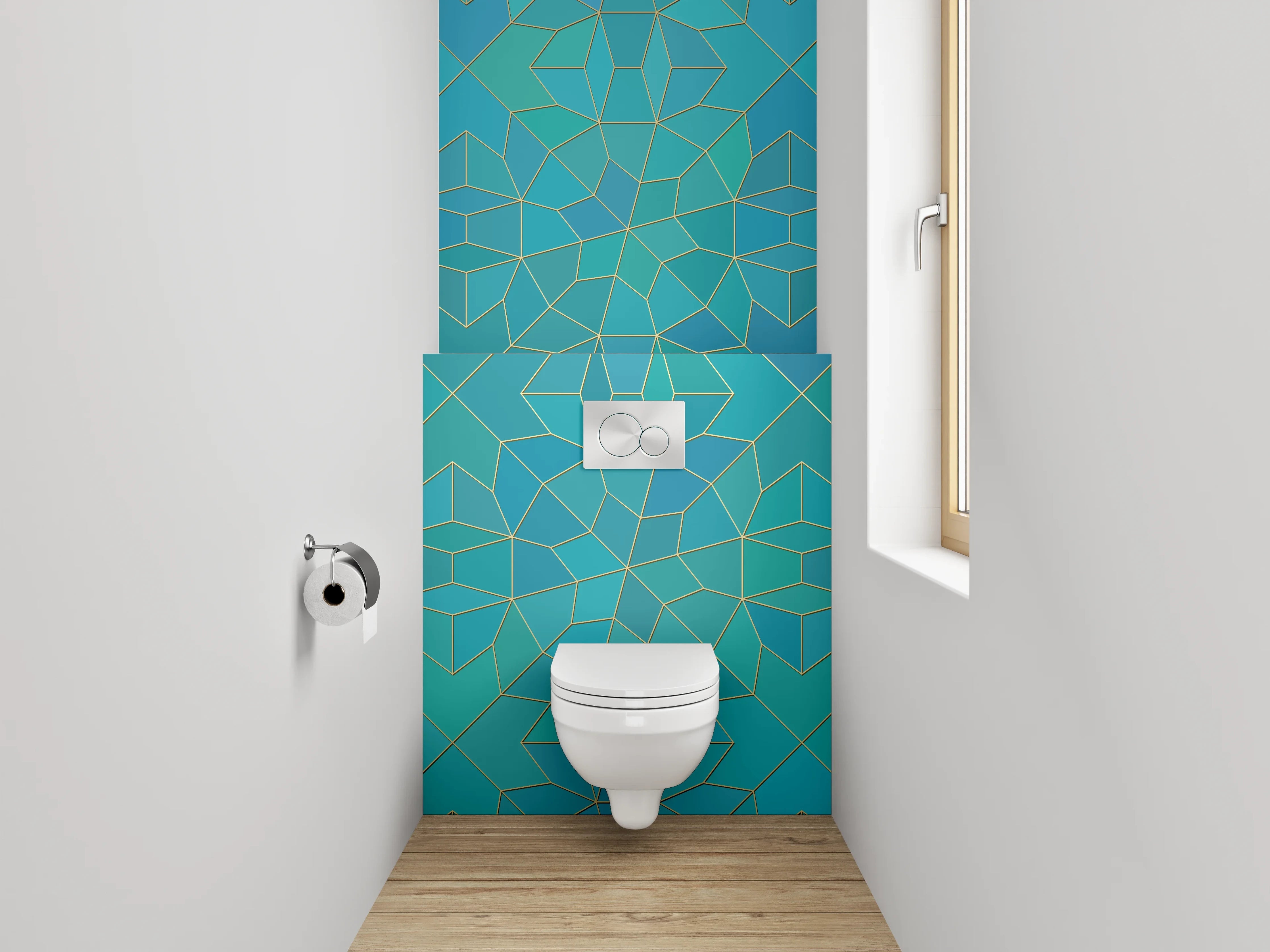 WC-Rückwand - Orientalisches Muster Türkis Gold