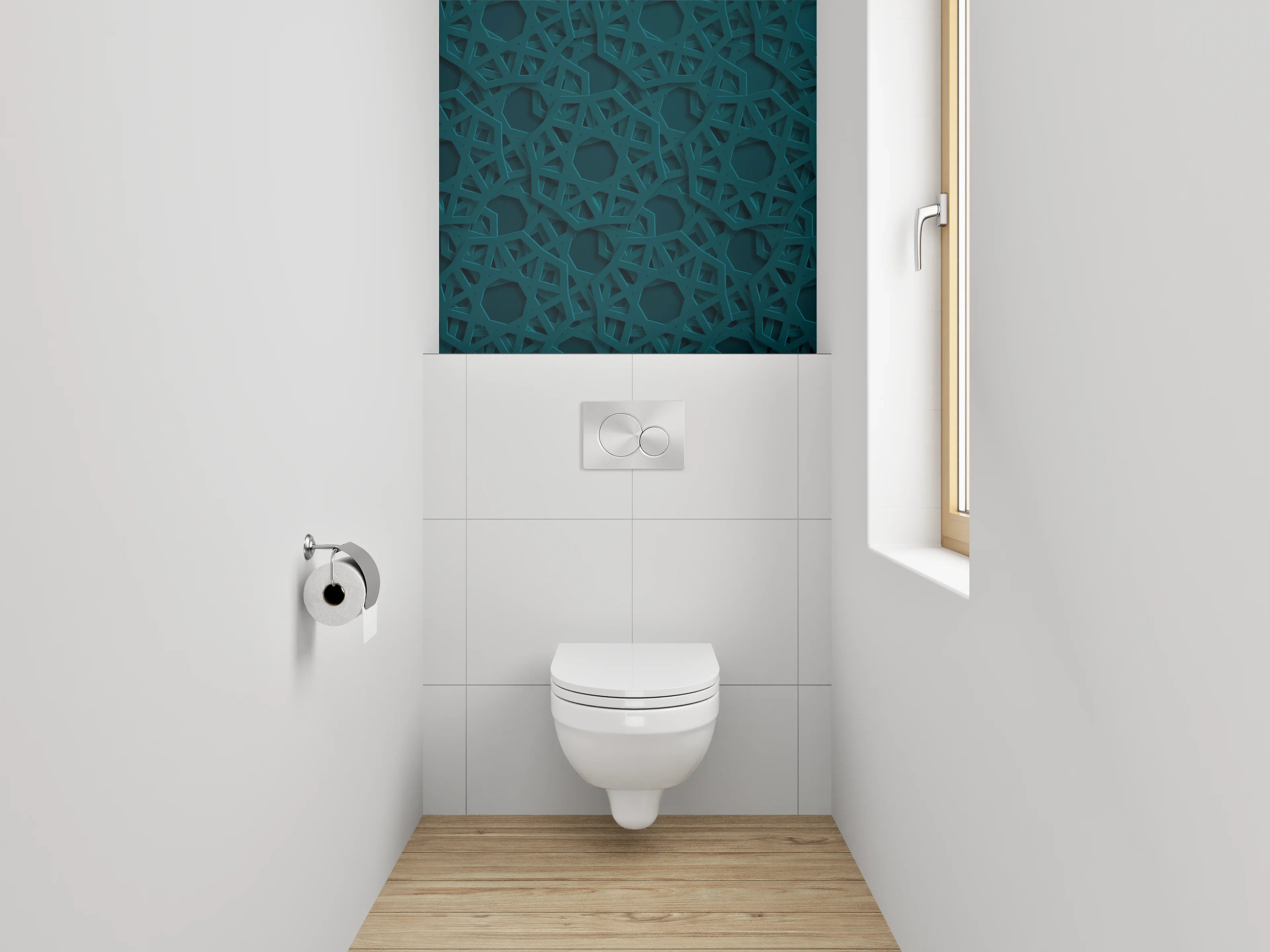 WC-Rückwand - Orientalisches Muster in Dunkeltürkis