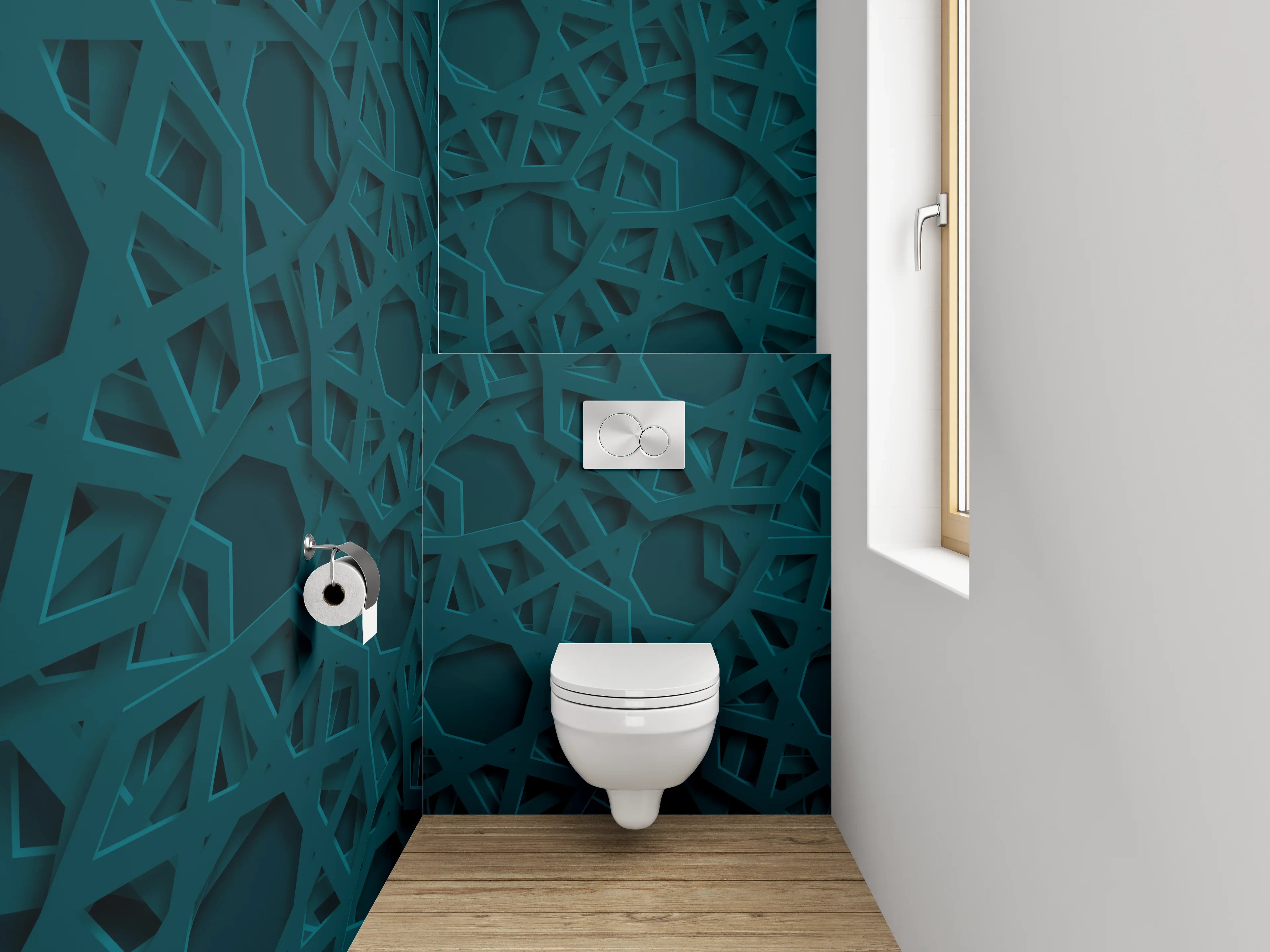 WC-Rückwand - Orientalisches Muster in Türkis