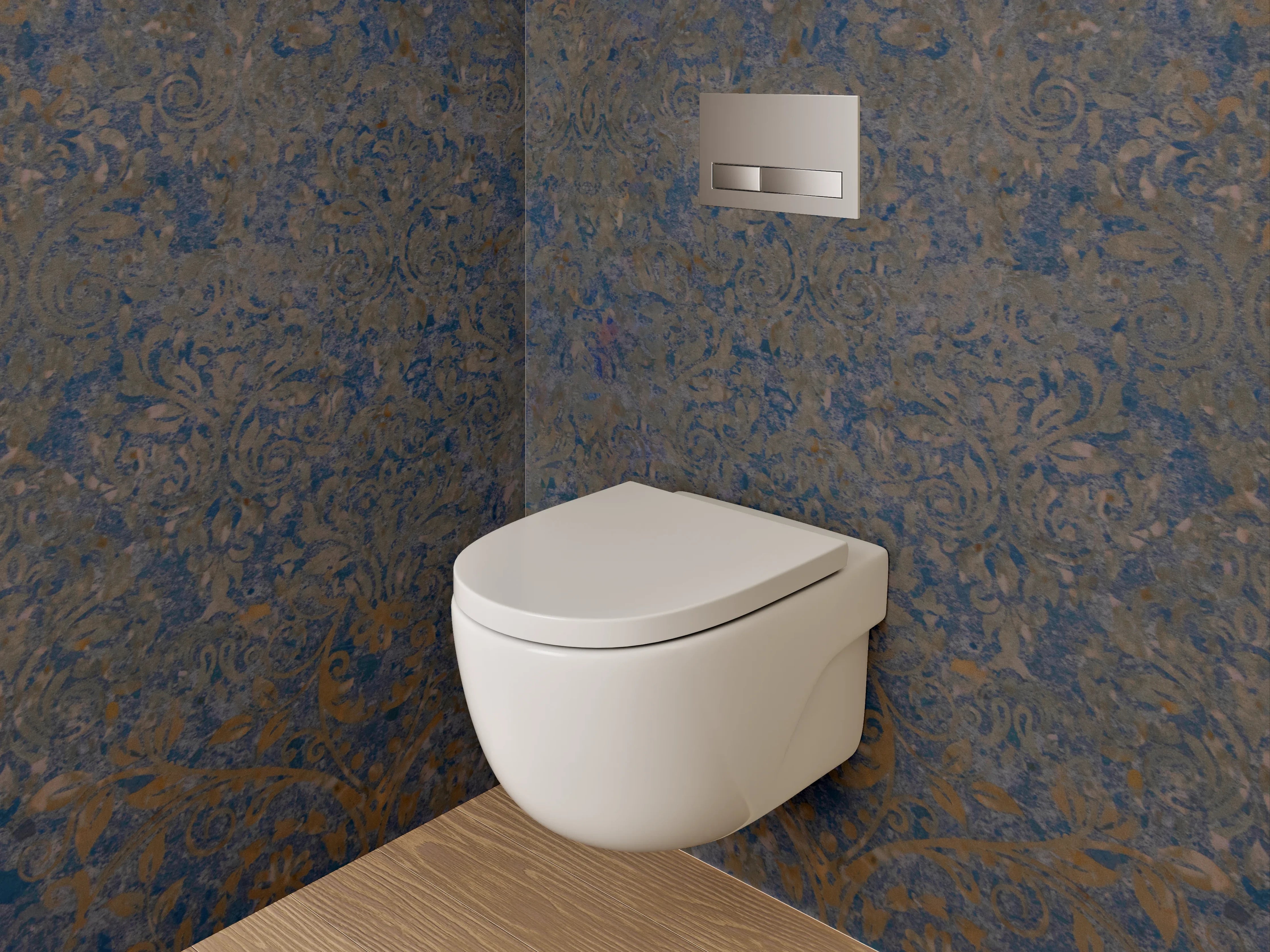 WC-Rückwand - Orientalisches Ornament Dunkelblau Braun