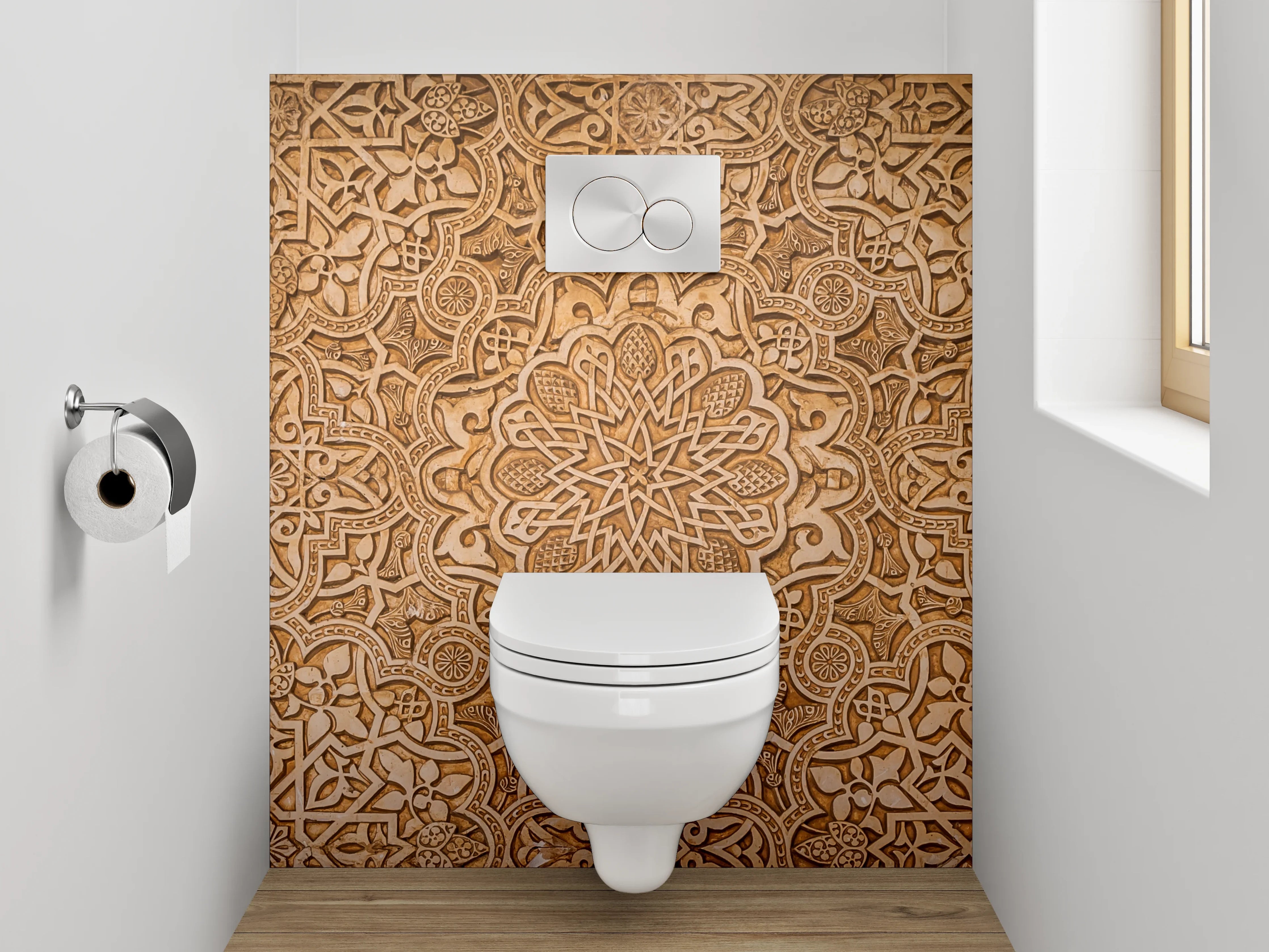 WC-Rückwand - Orientalisches Ornament Muster Braun