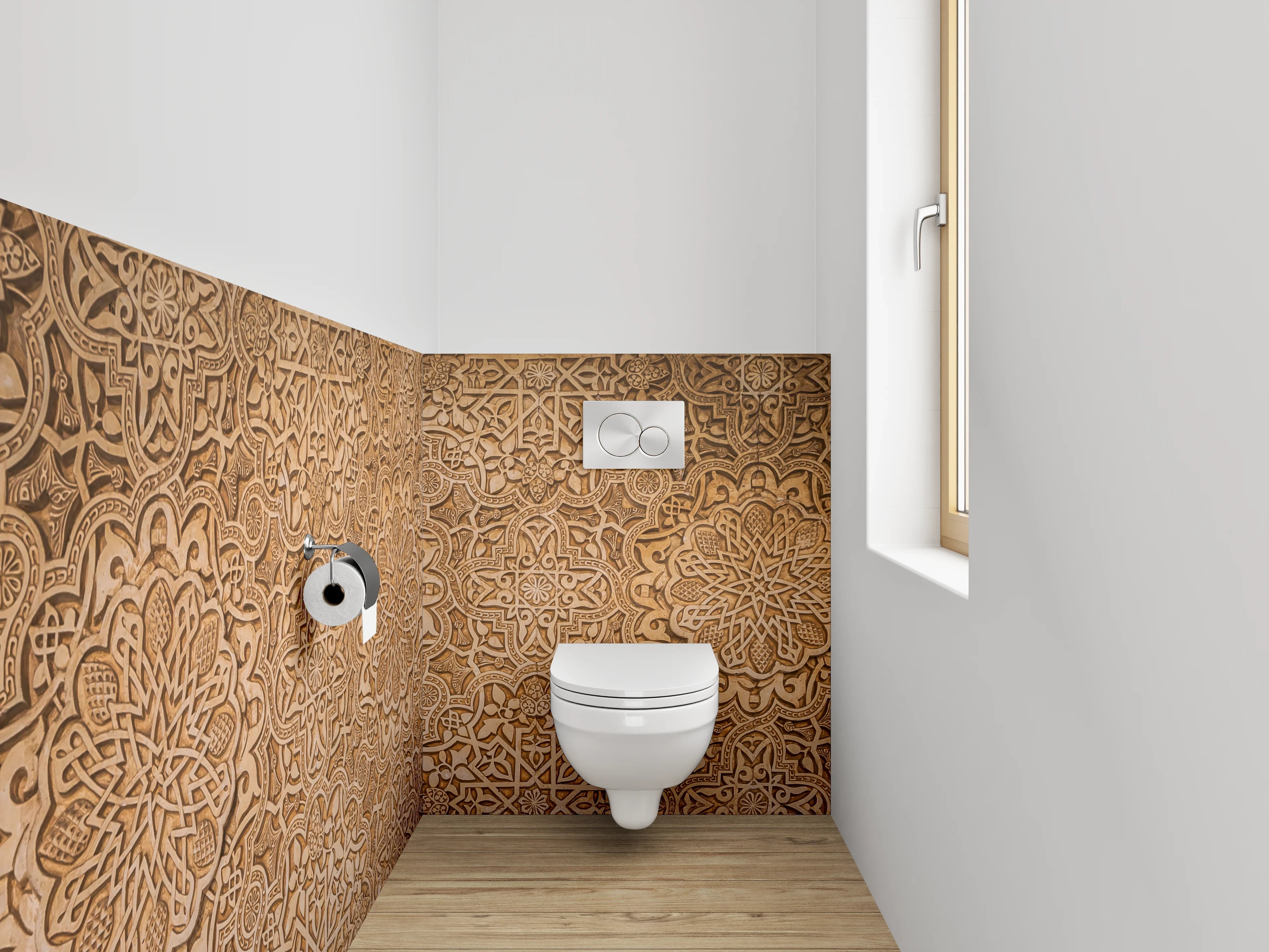 WC-Rückwand - Orientalisches Ornament Muster Braun