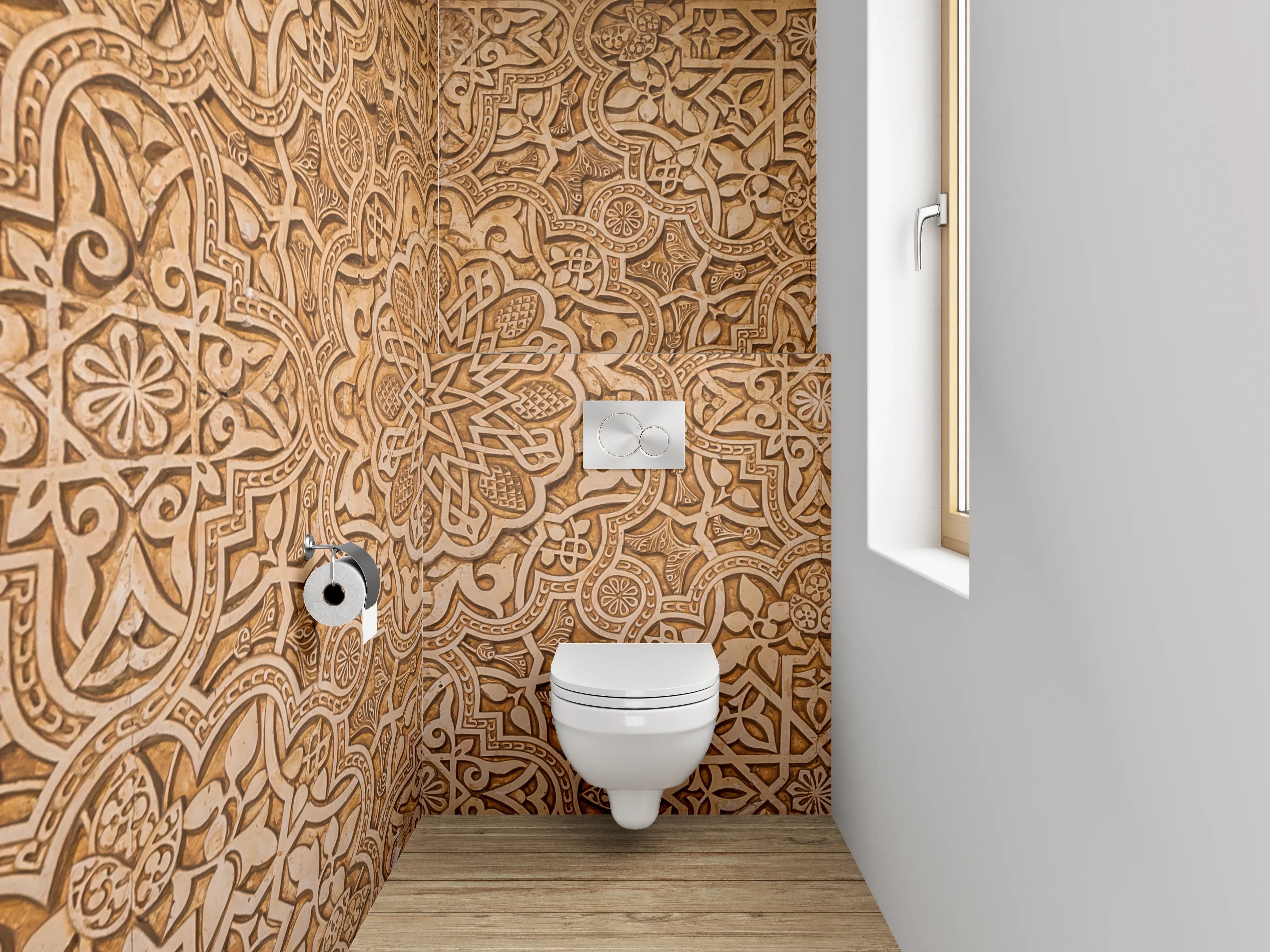 WC-Rückwand - Orientalisches Ornament Muster Braun