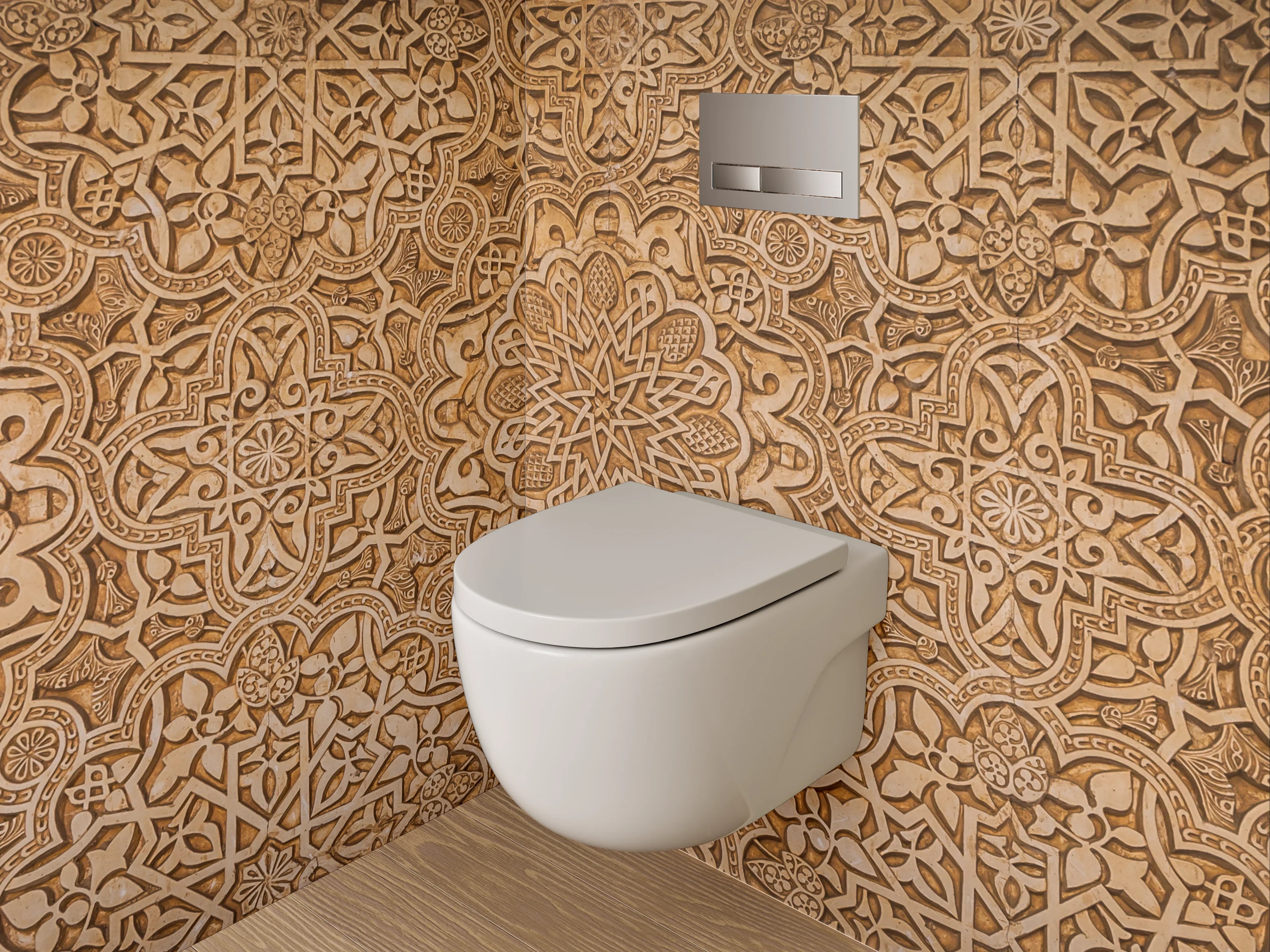 WC-Rückwand - Orientalisches Ornament Muster Braun