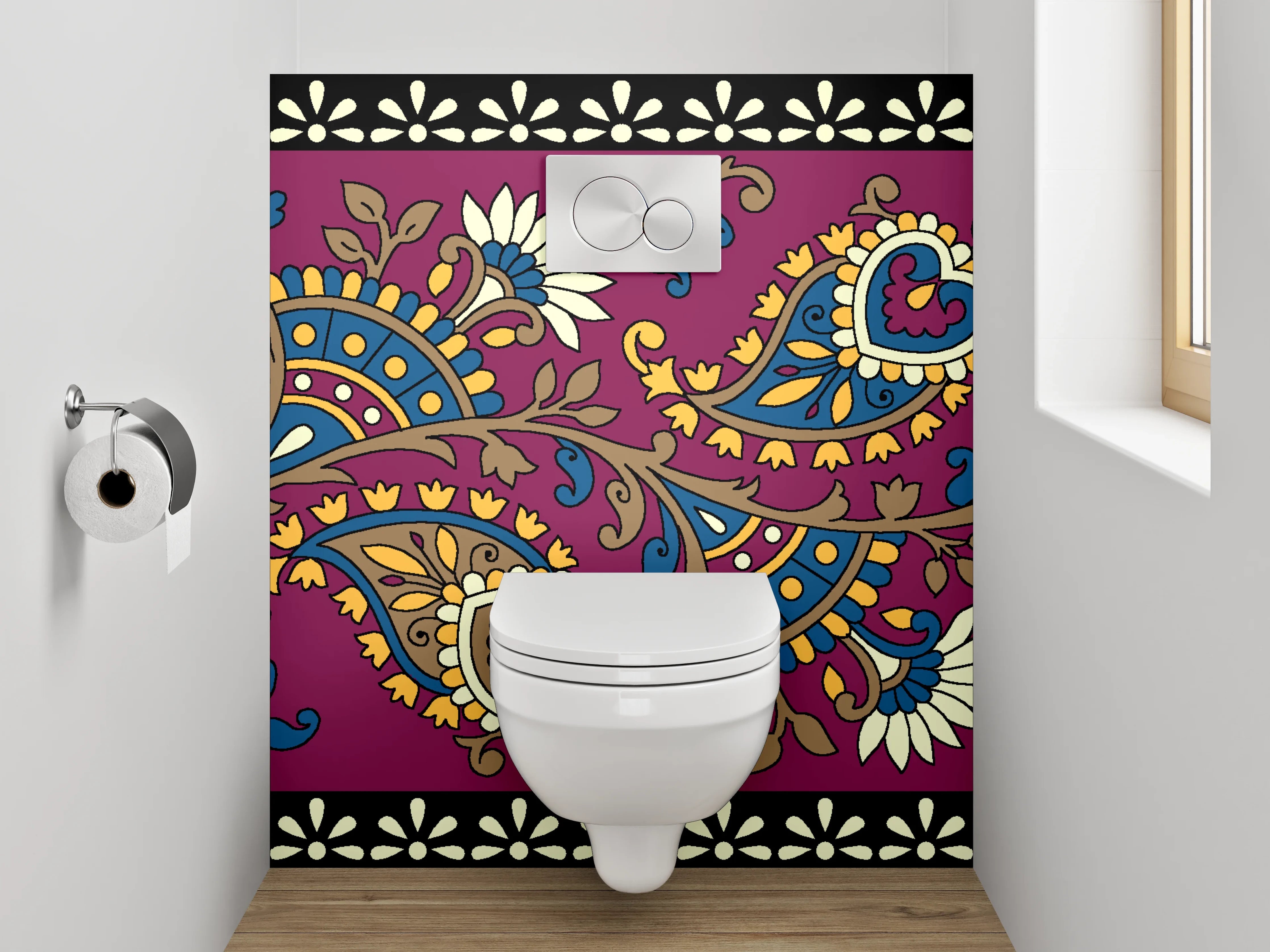 WC-Rückwand - Orientalisches Paisley Bordürenmuster