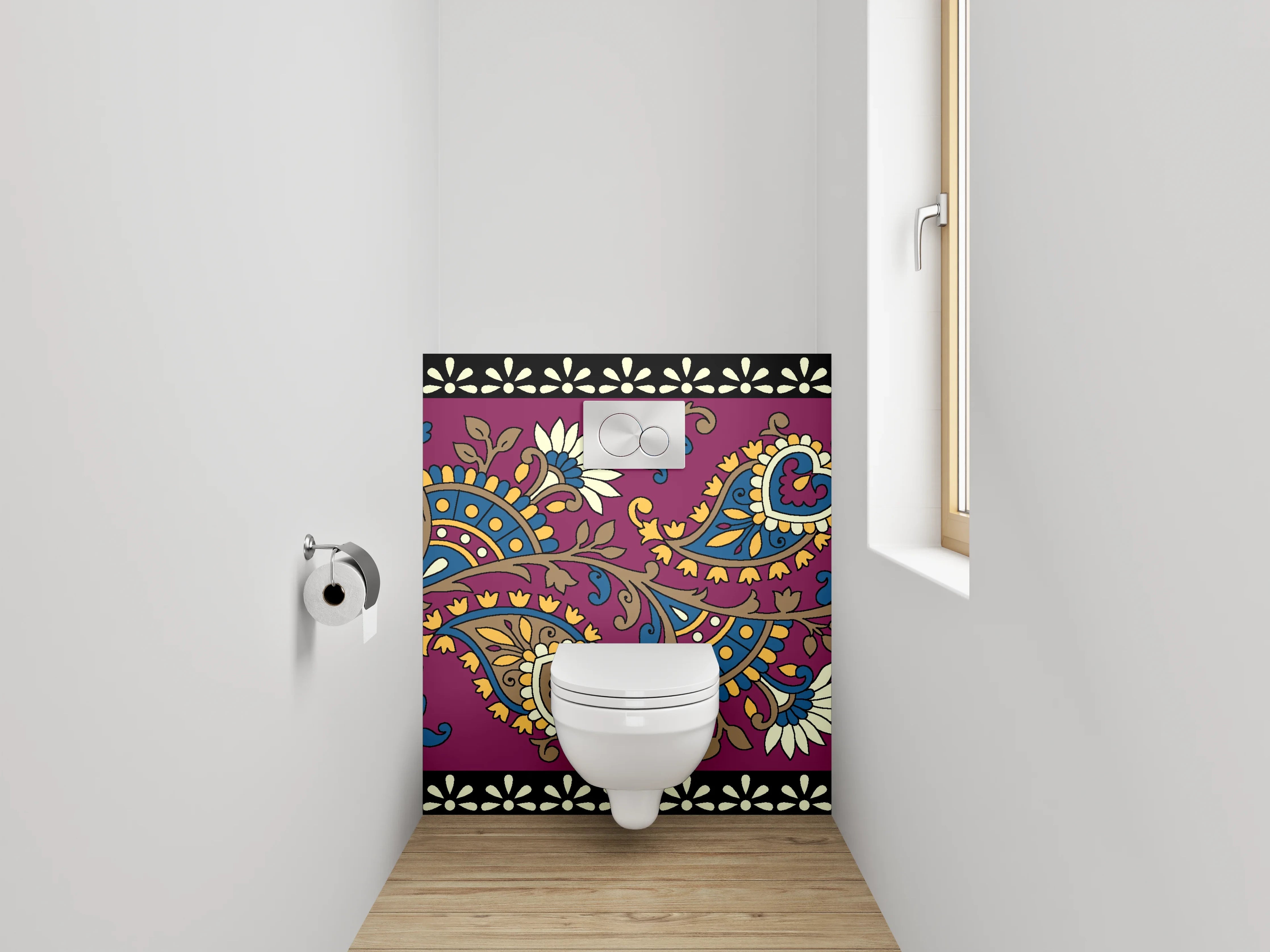 WC-Rückwand - Orientalisches Paisley Bordürenmuster