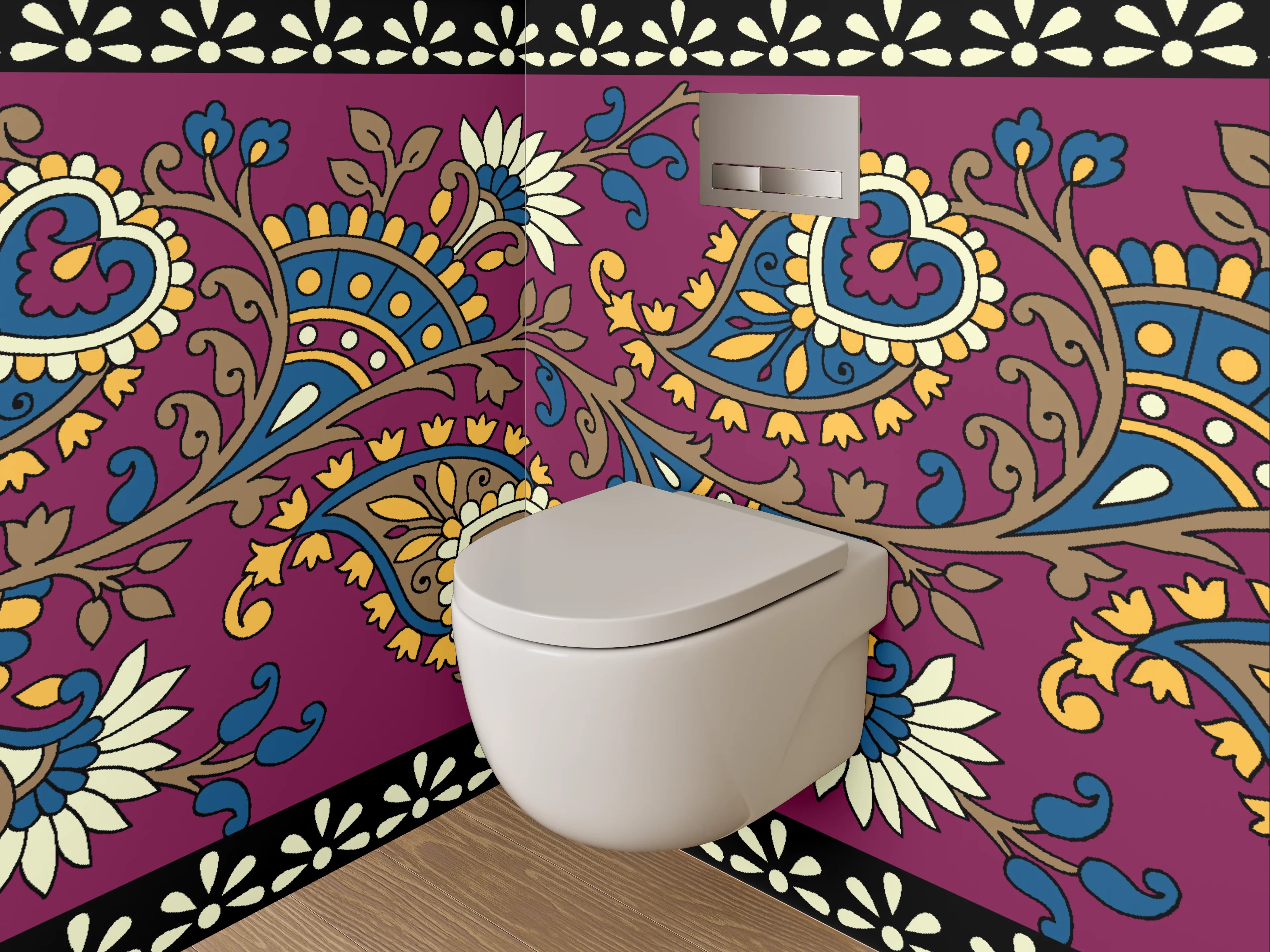 WC-Rückwand - Orientalisches Paisley Bordürenmuster
