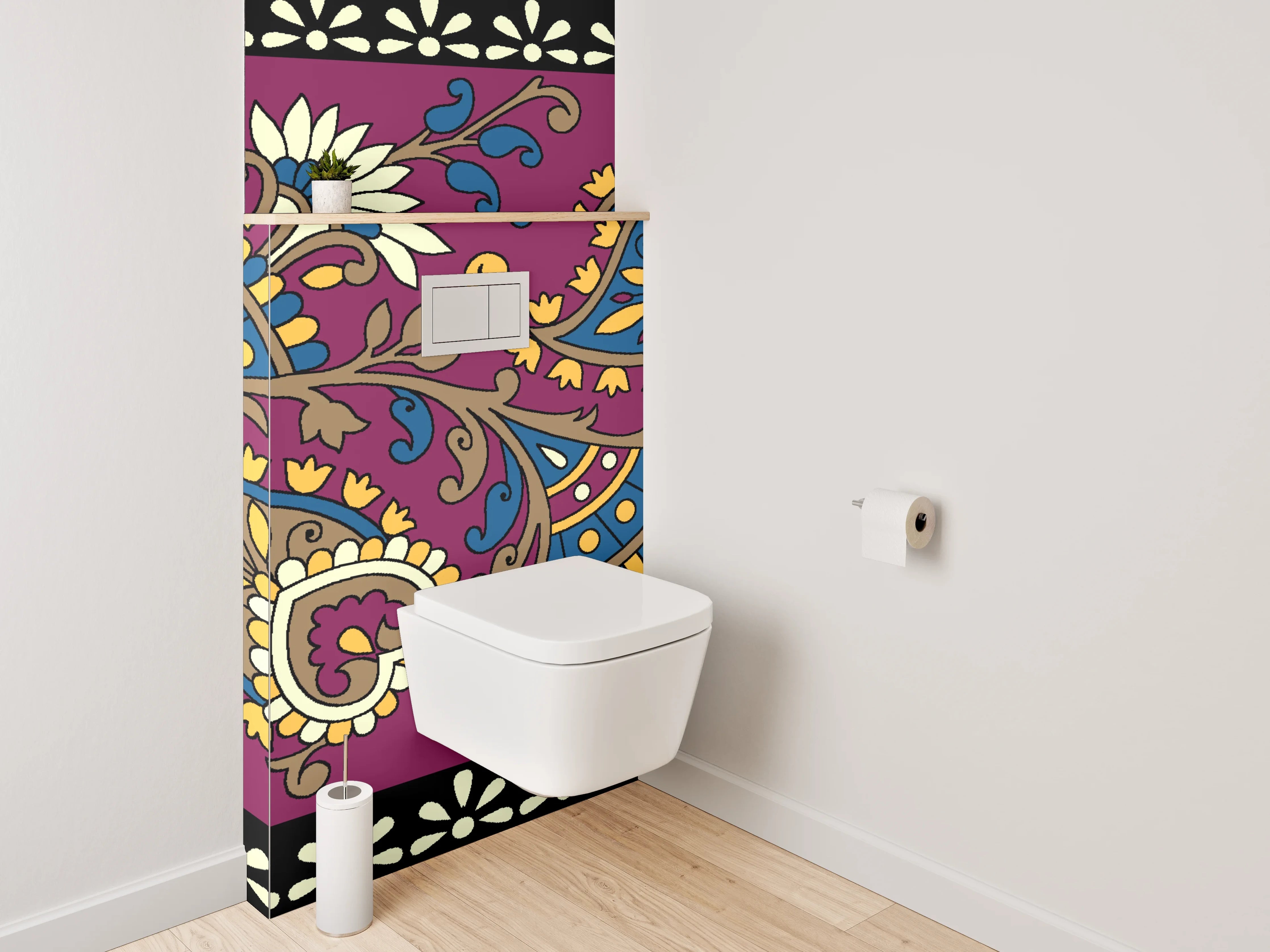 WC-Rückwand - Orientalisches Paisley Bordürenmuster