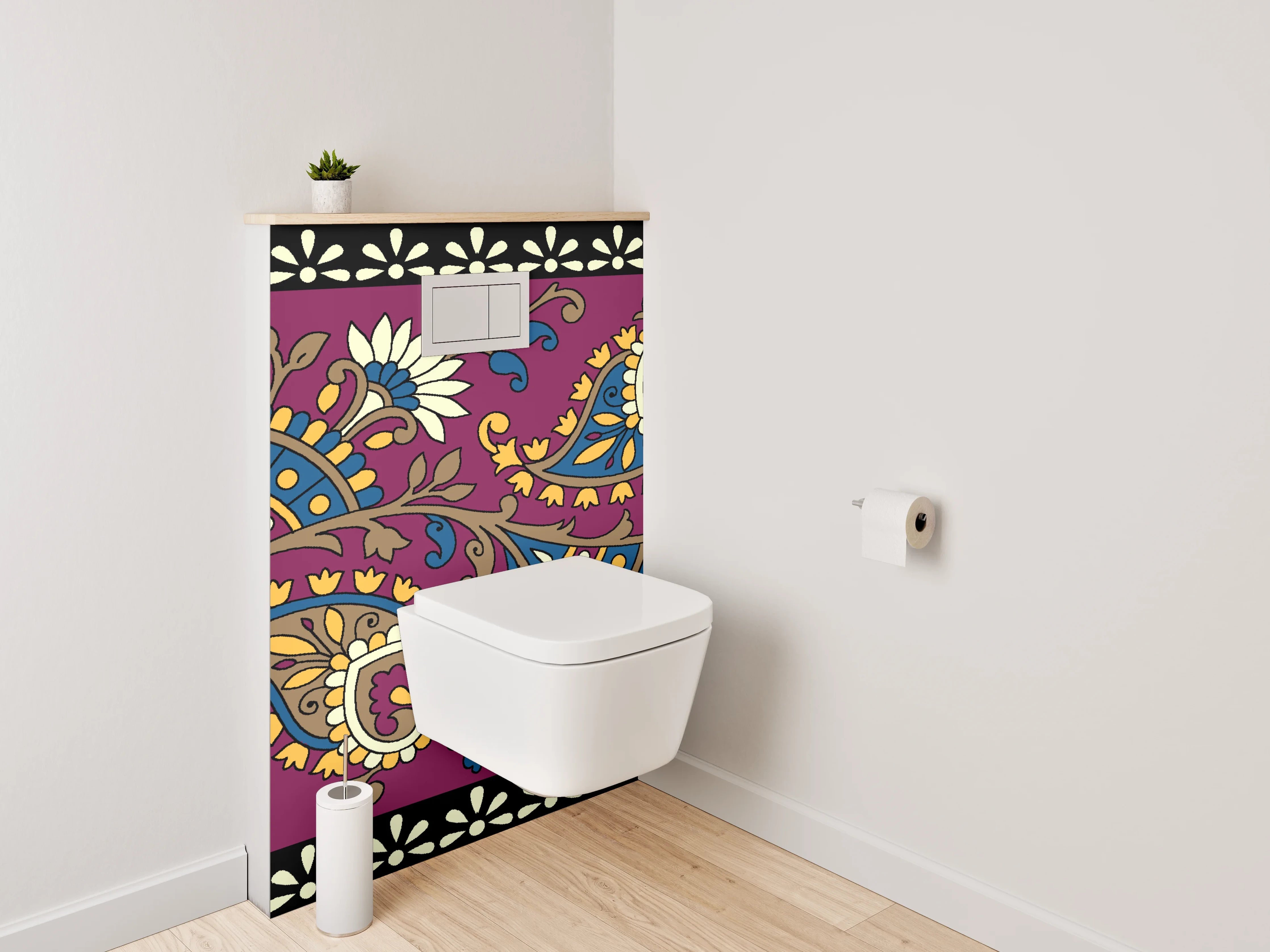 WC-Rückwand - Orientalisches Paisley Bordürenmuster