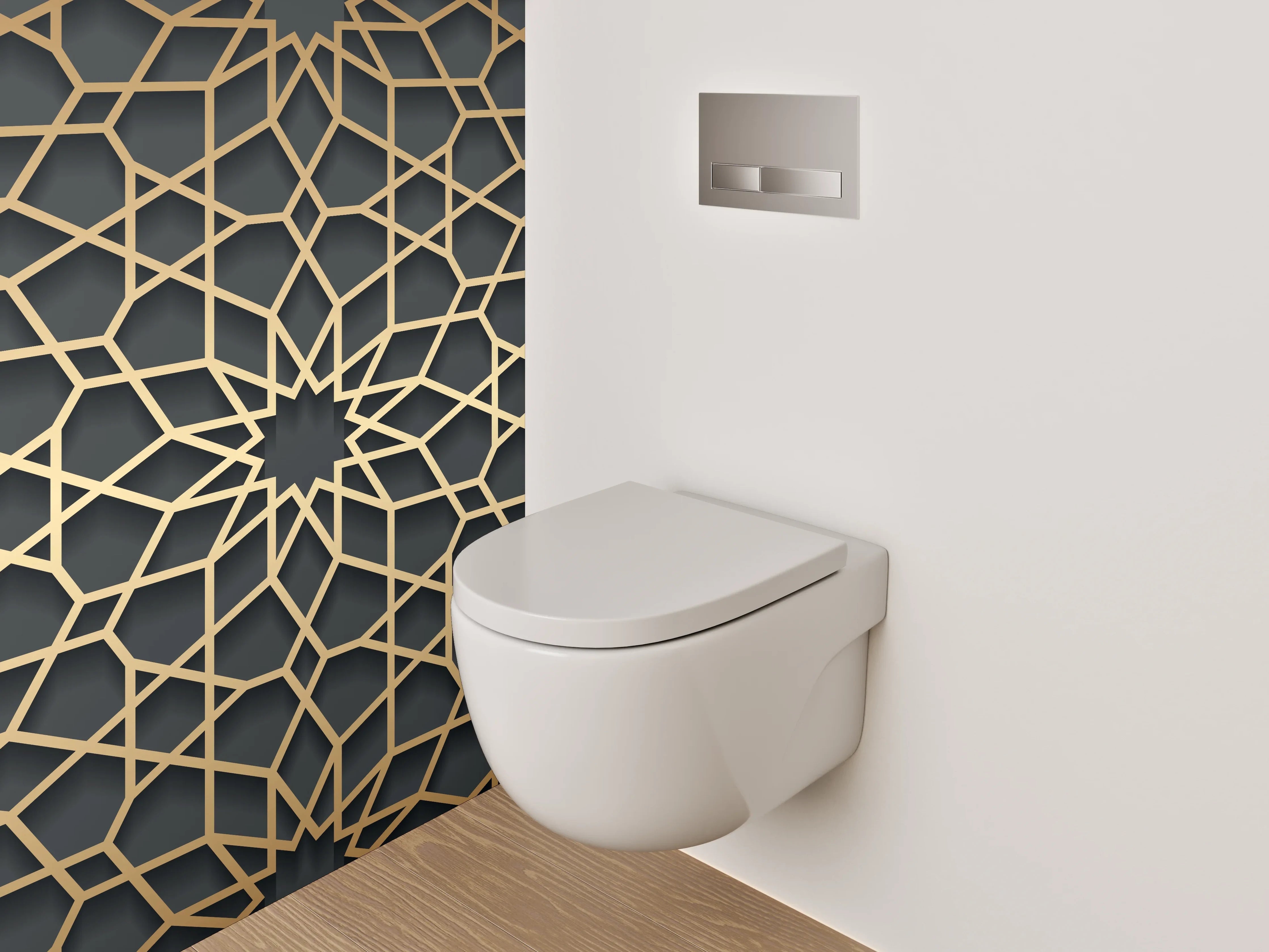 WC-Rückwand - Orientalisches gold-schwarzes Linienmuster