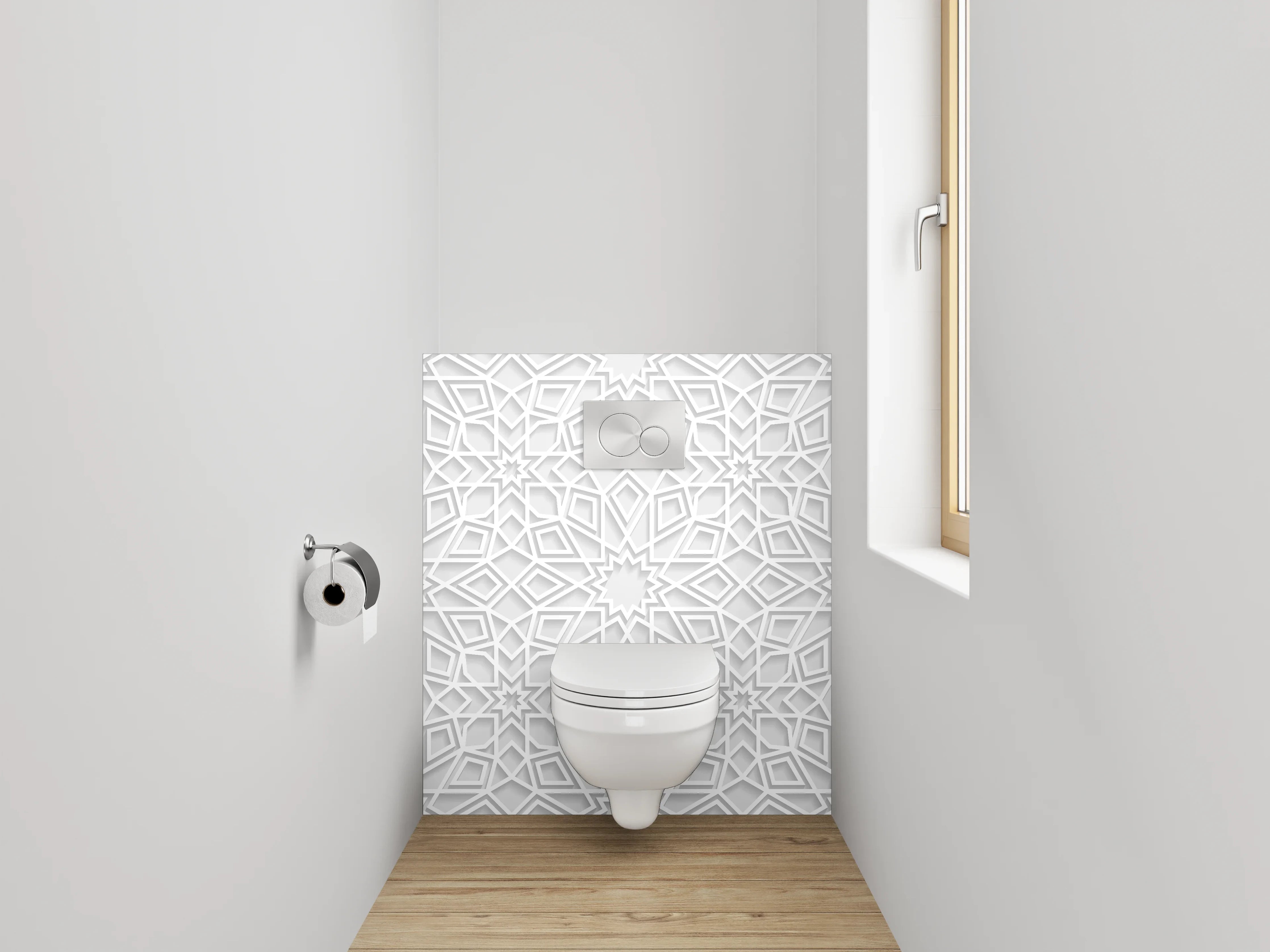 WC-Rückwand - Orientalisches weiß-graues Mosaikmuster