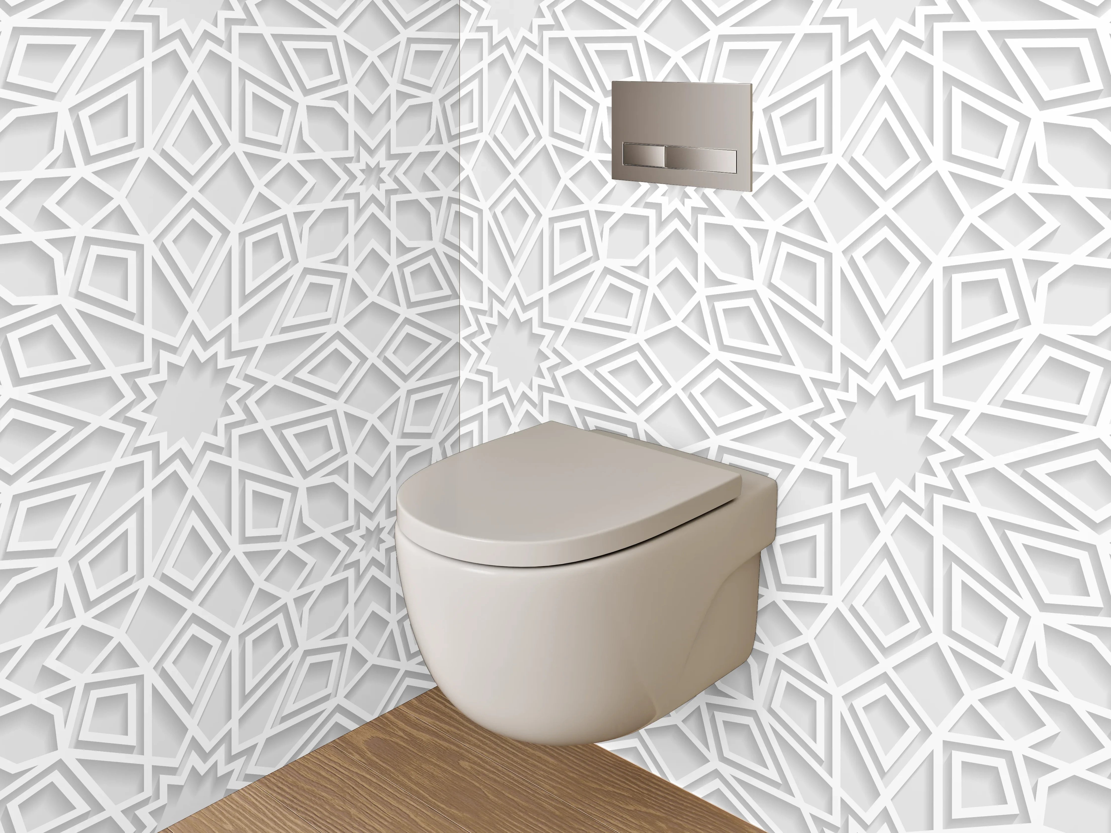 WC-Rückwand - Orientalisches weiß-graues Mosaikmuster