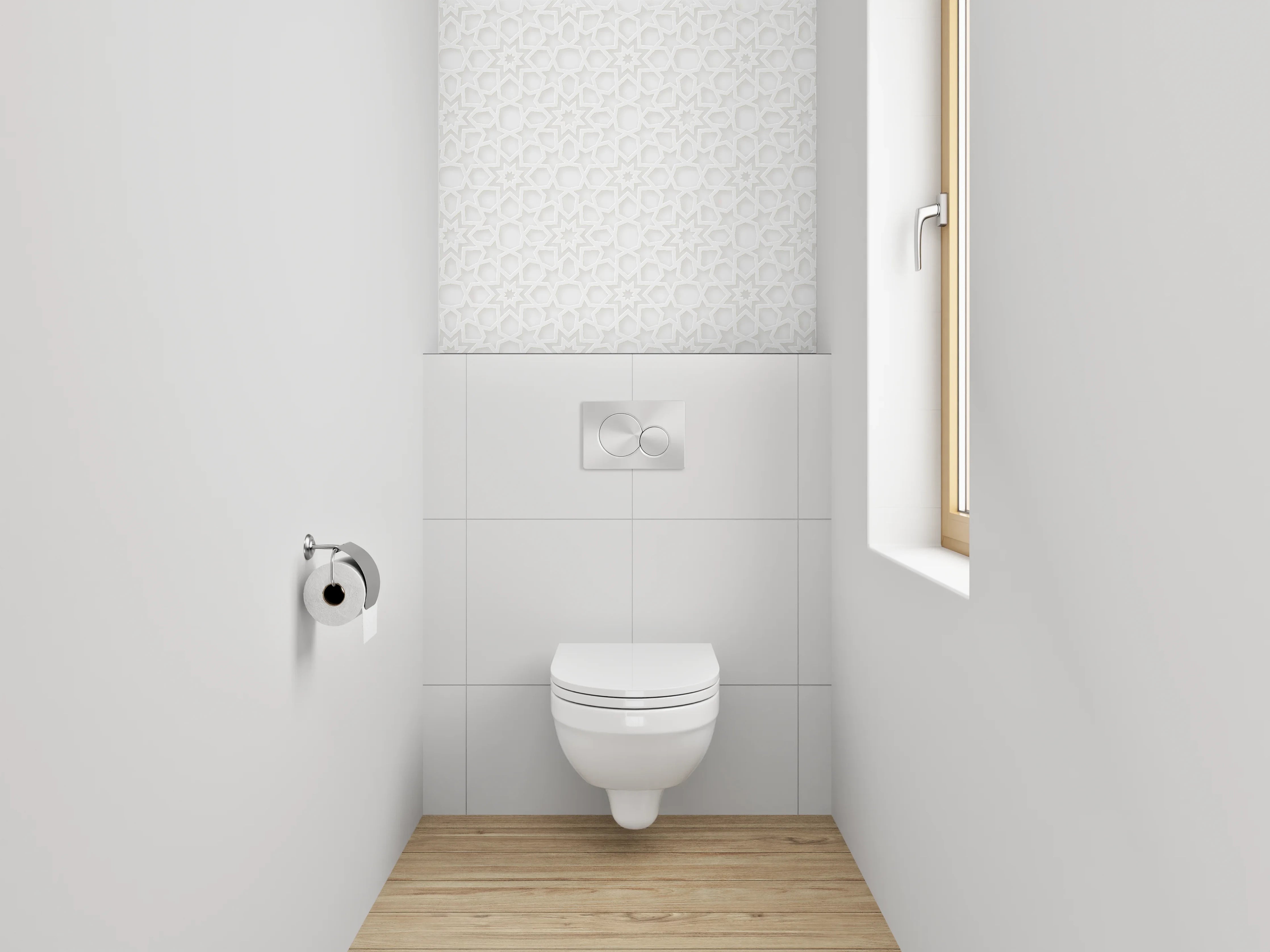 WC-Rückwand - Orientalisches weiß-graues Muster