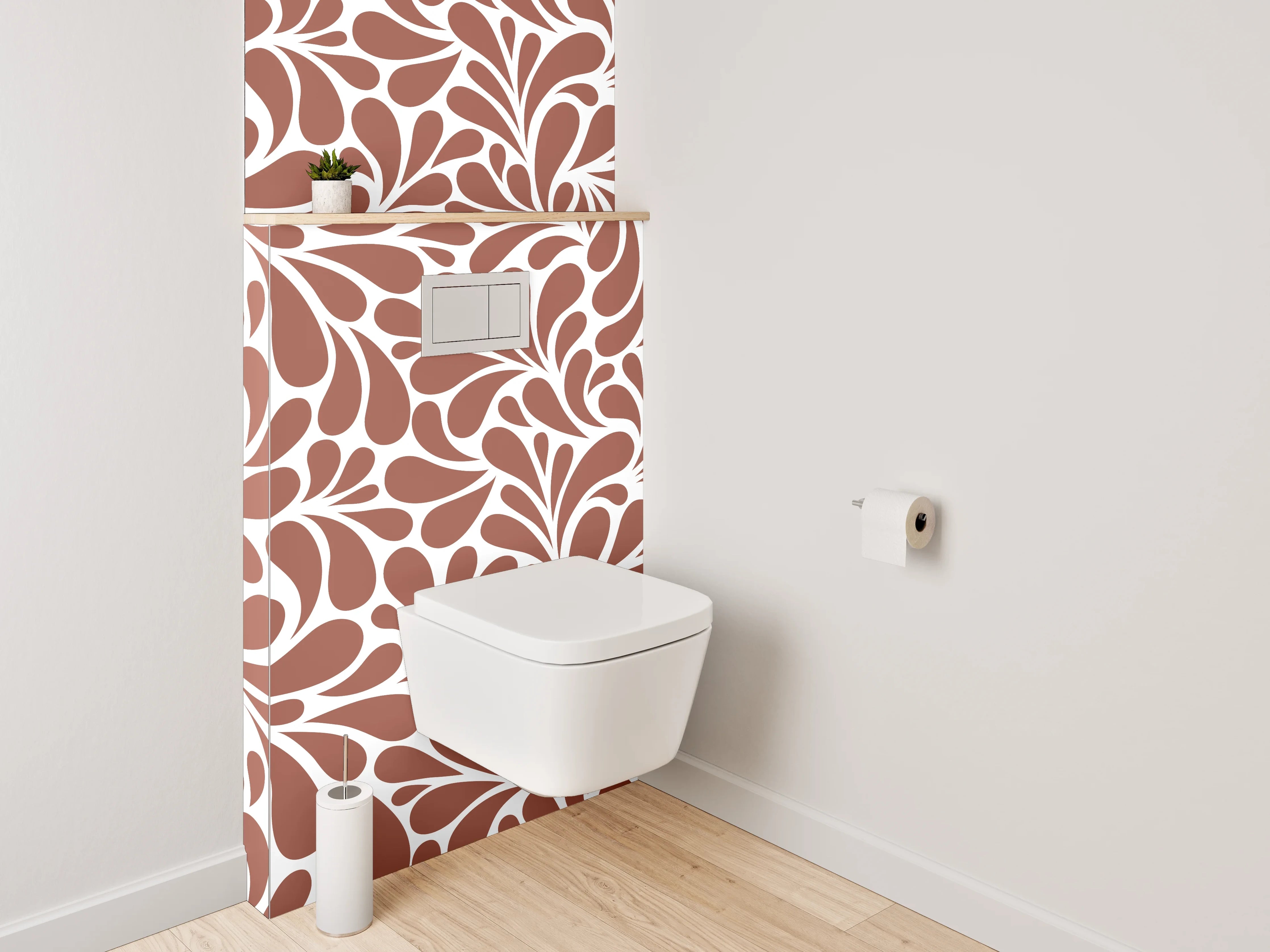 WC-Rückwand - Ornament Muster Braun Weiß Modern