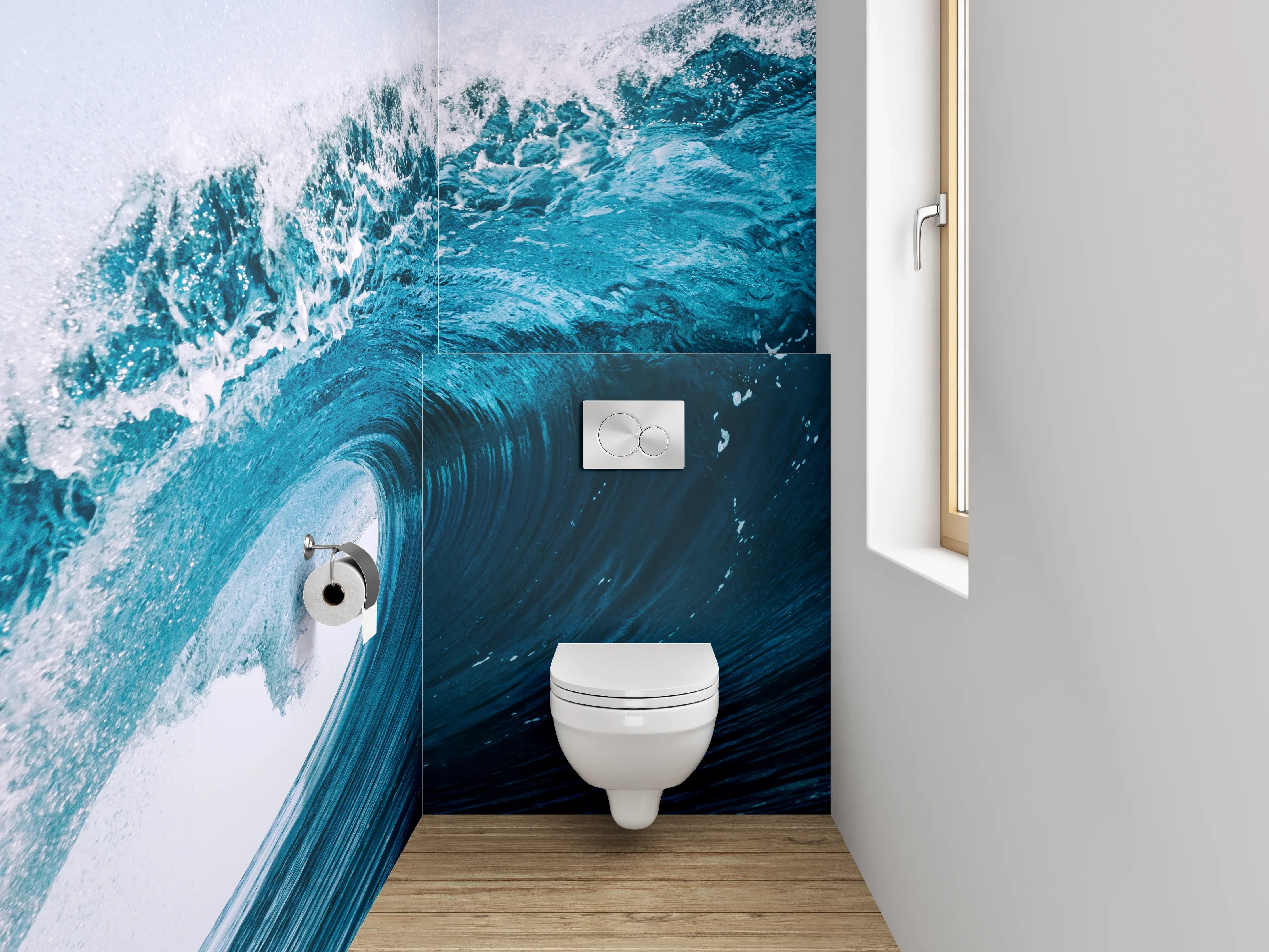 WC-Rückwand - Ozeanwelle Kraftvoll