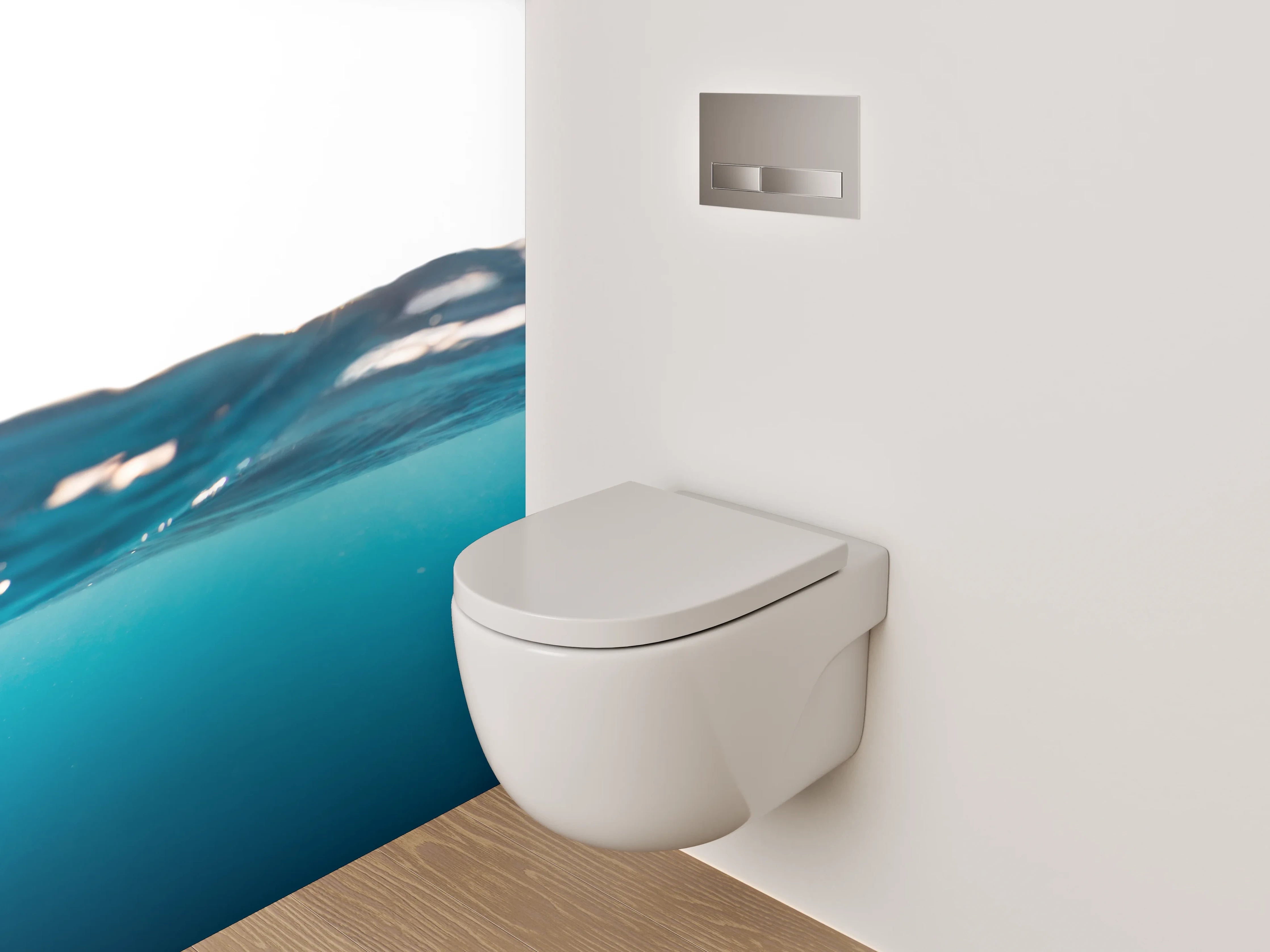 WC-Rückwand - Ozeanwelle Wasser Blau Minimalistisch