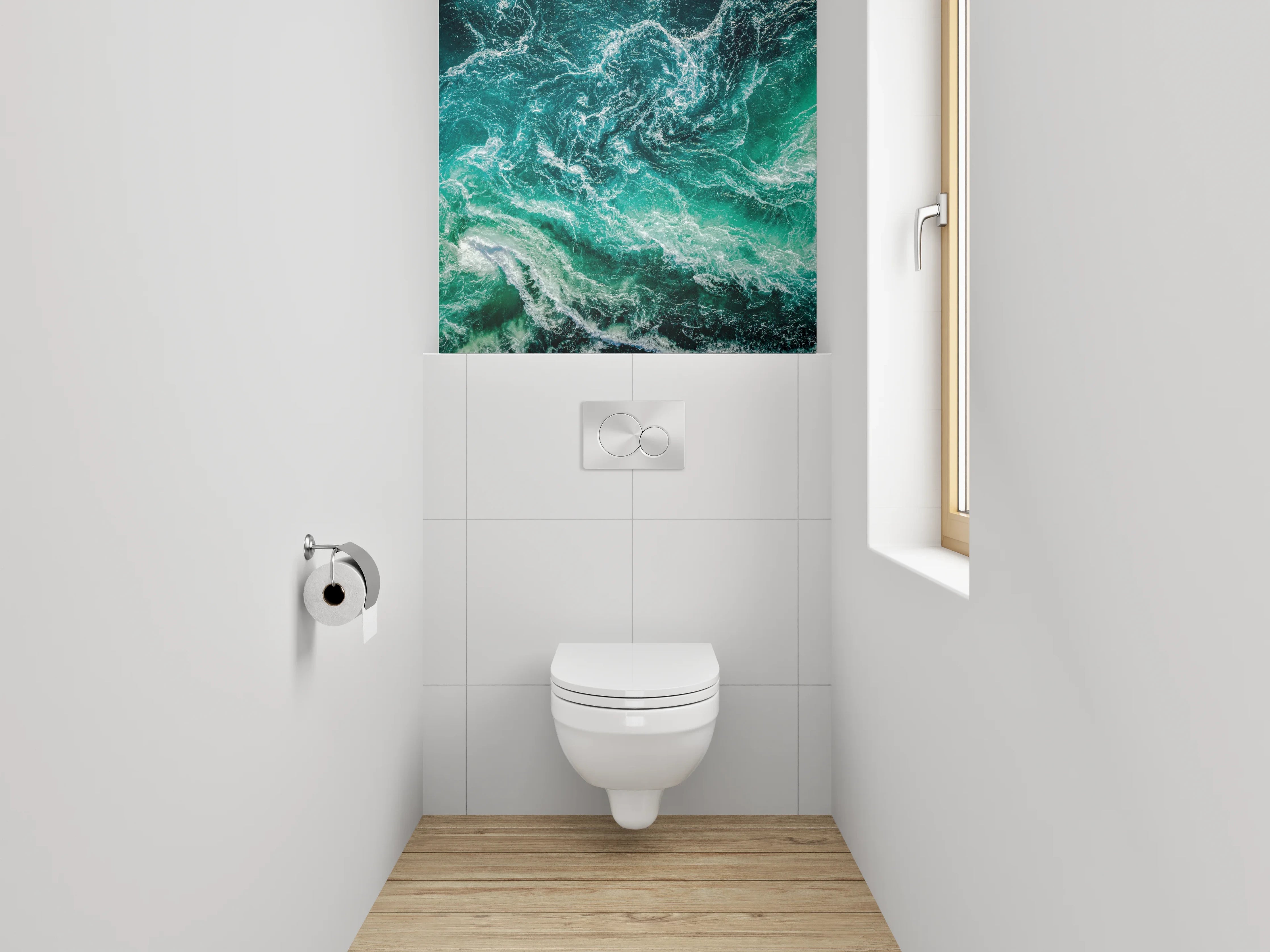 WC-Rückwand - Ozeanwellen abstrakt Türkis