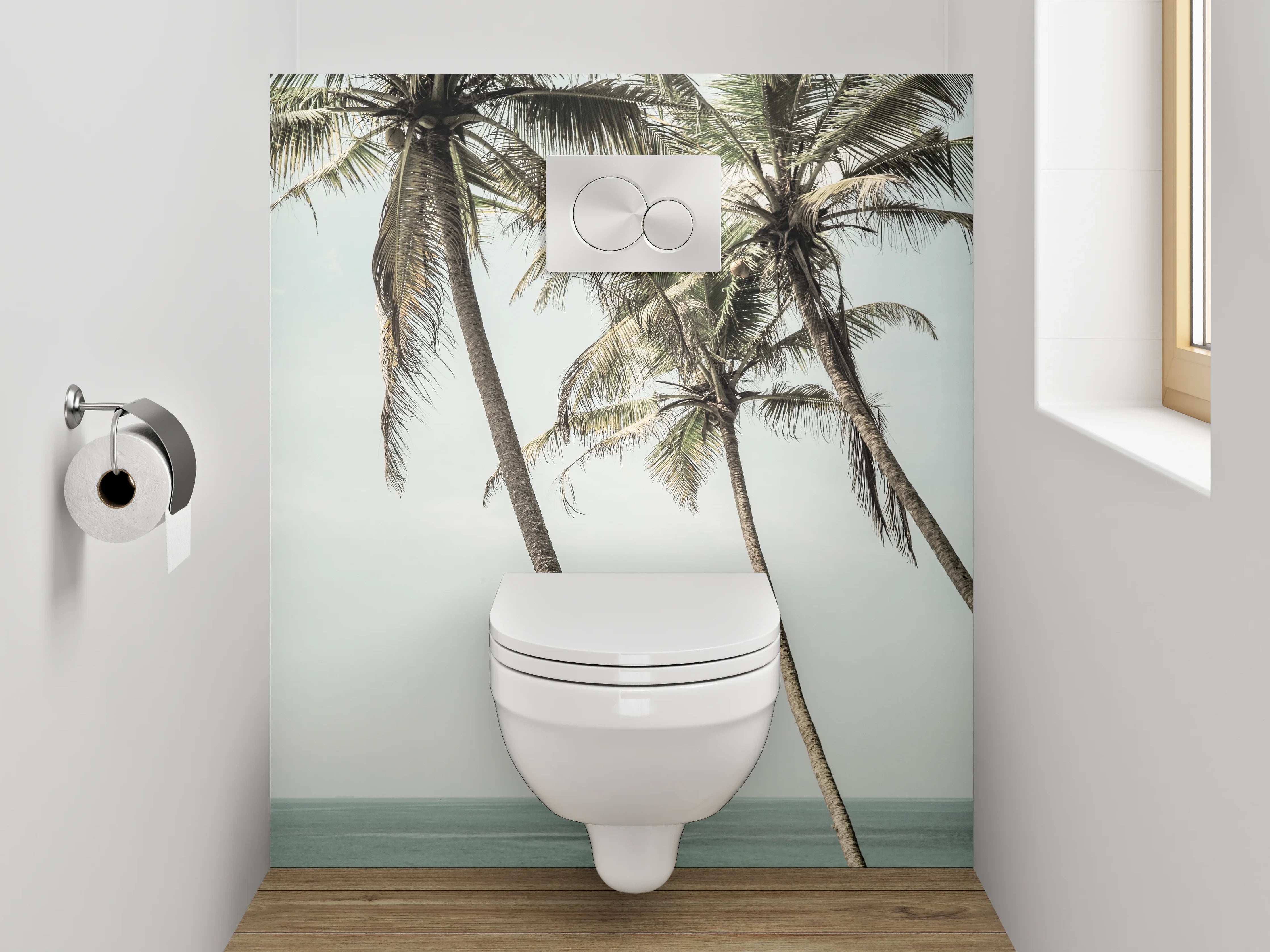 WC-Rückwand - Palmen am Meer Fotomotiv