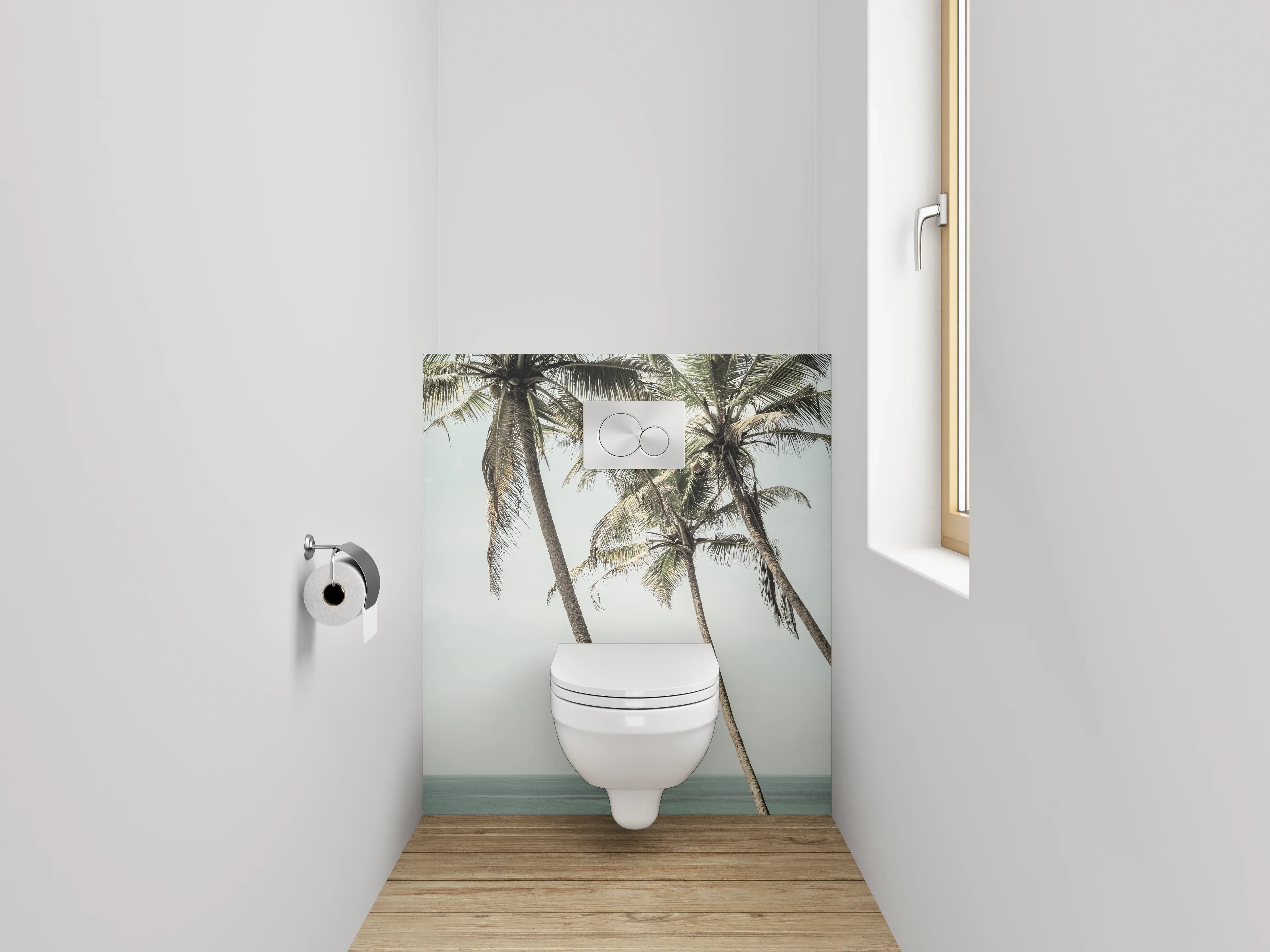 WC-Rückwand - Palmen am Meer Fotomotiv